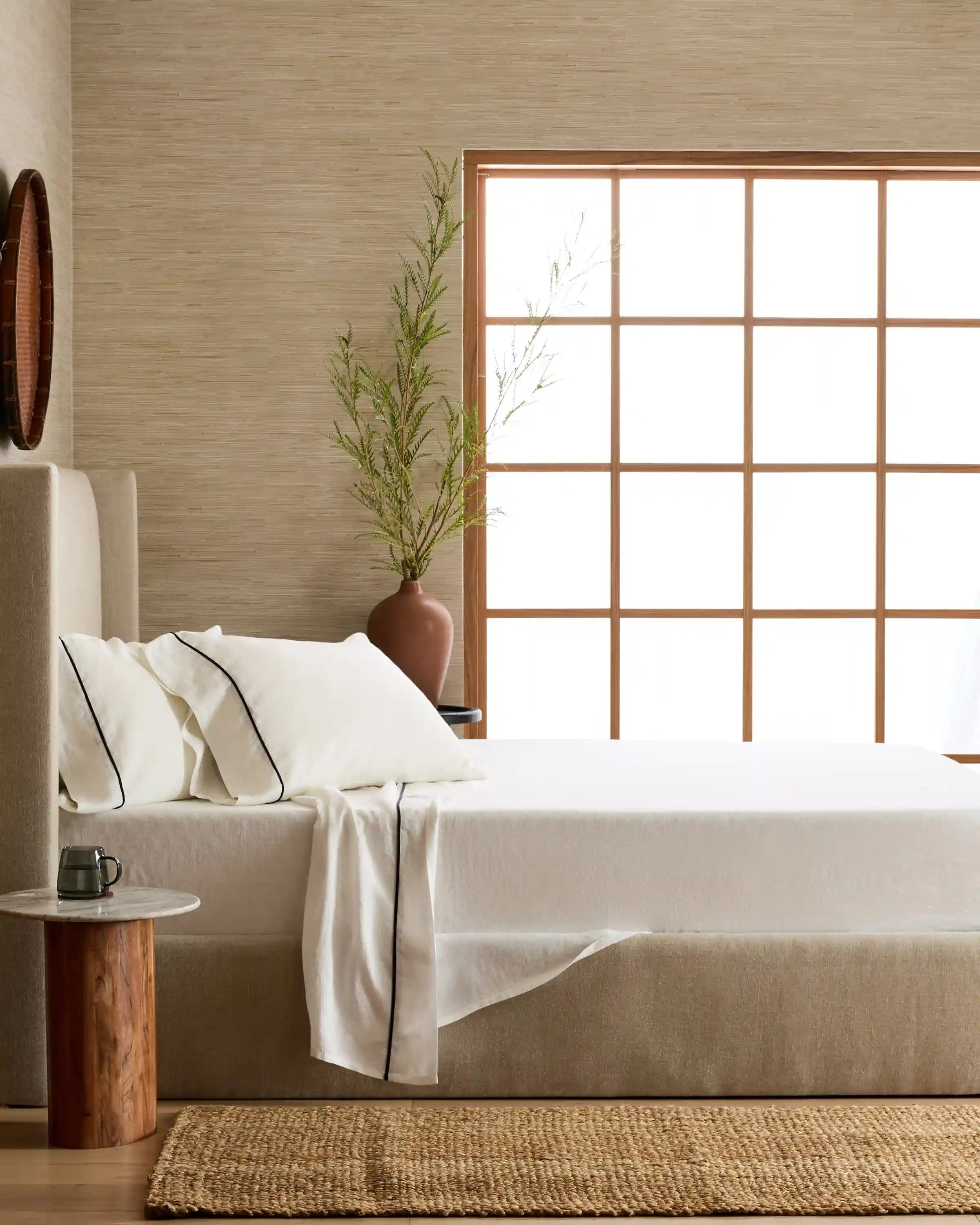 European Linen Piped Deluxe Bedding Bundle