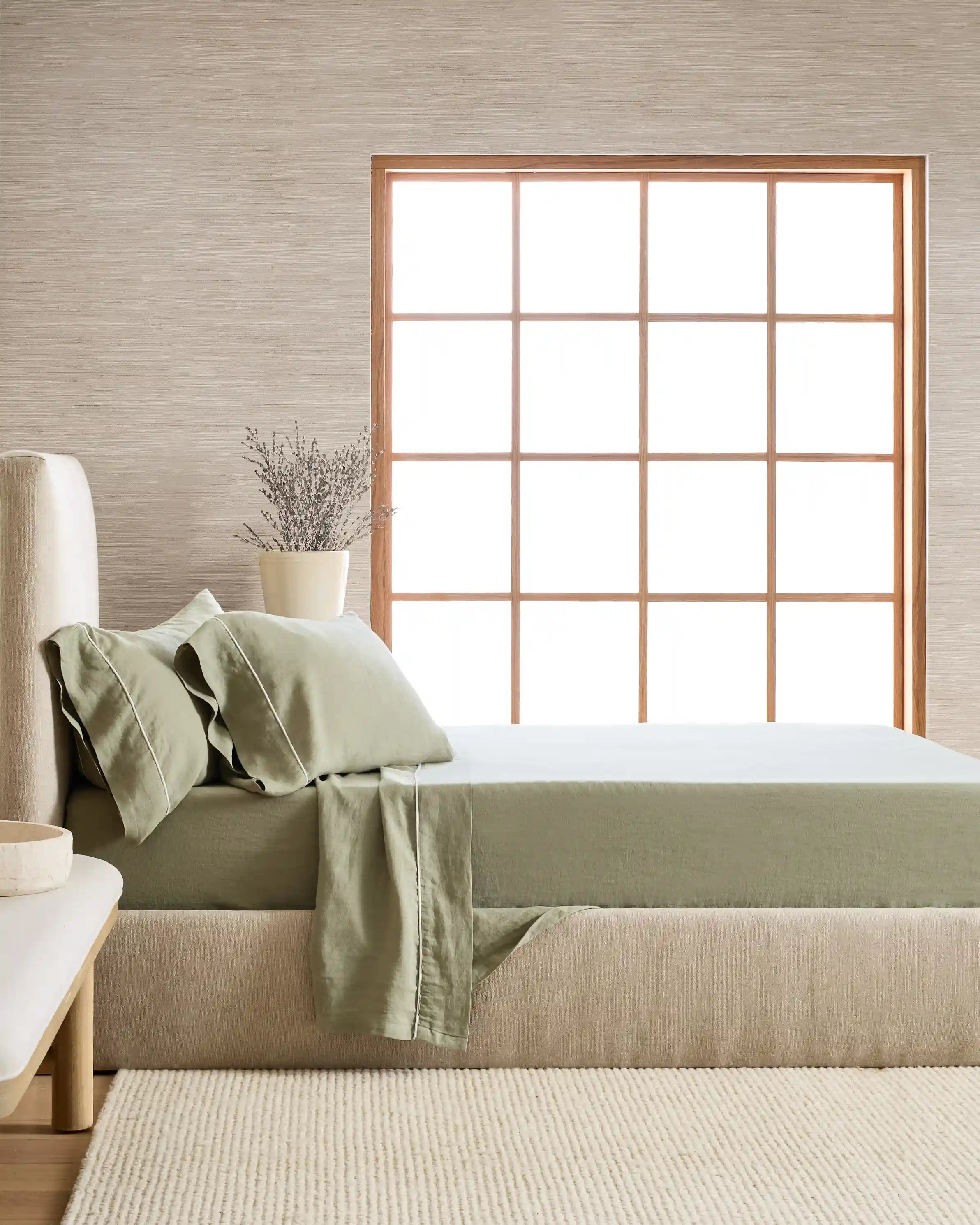 European Linen Piped Deluxe Bedding Bundle