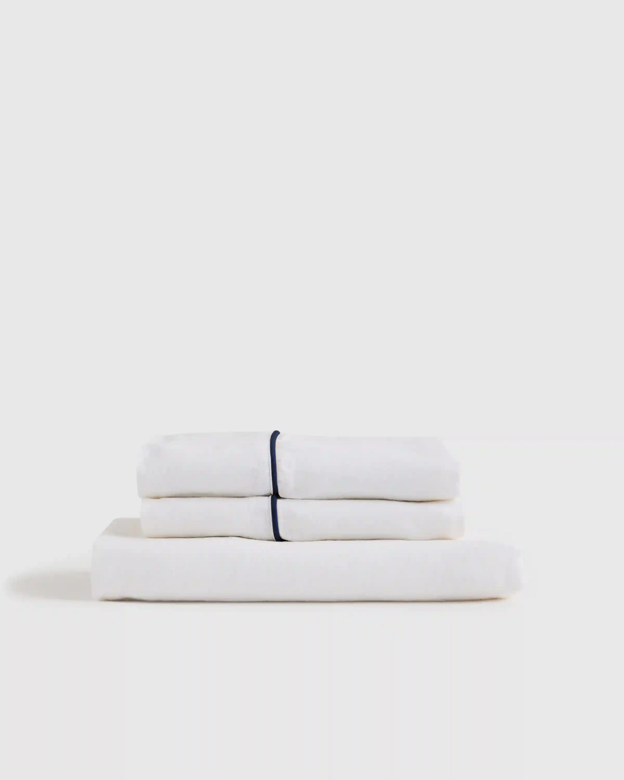 European Linen Piped Fitted Sheet Set