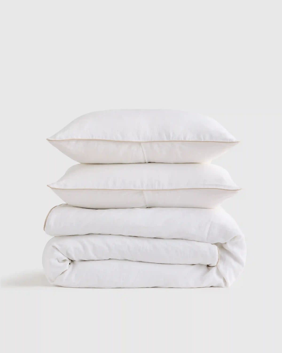 European Linen Piped Duvet Cover Set