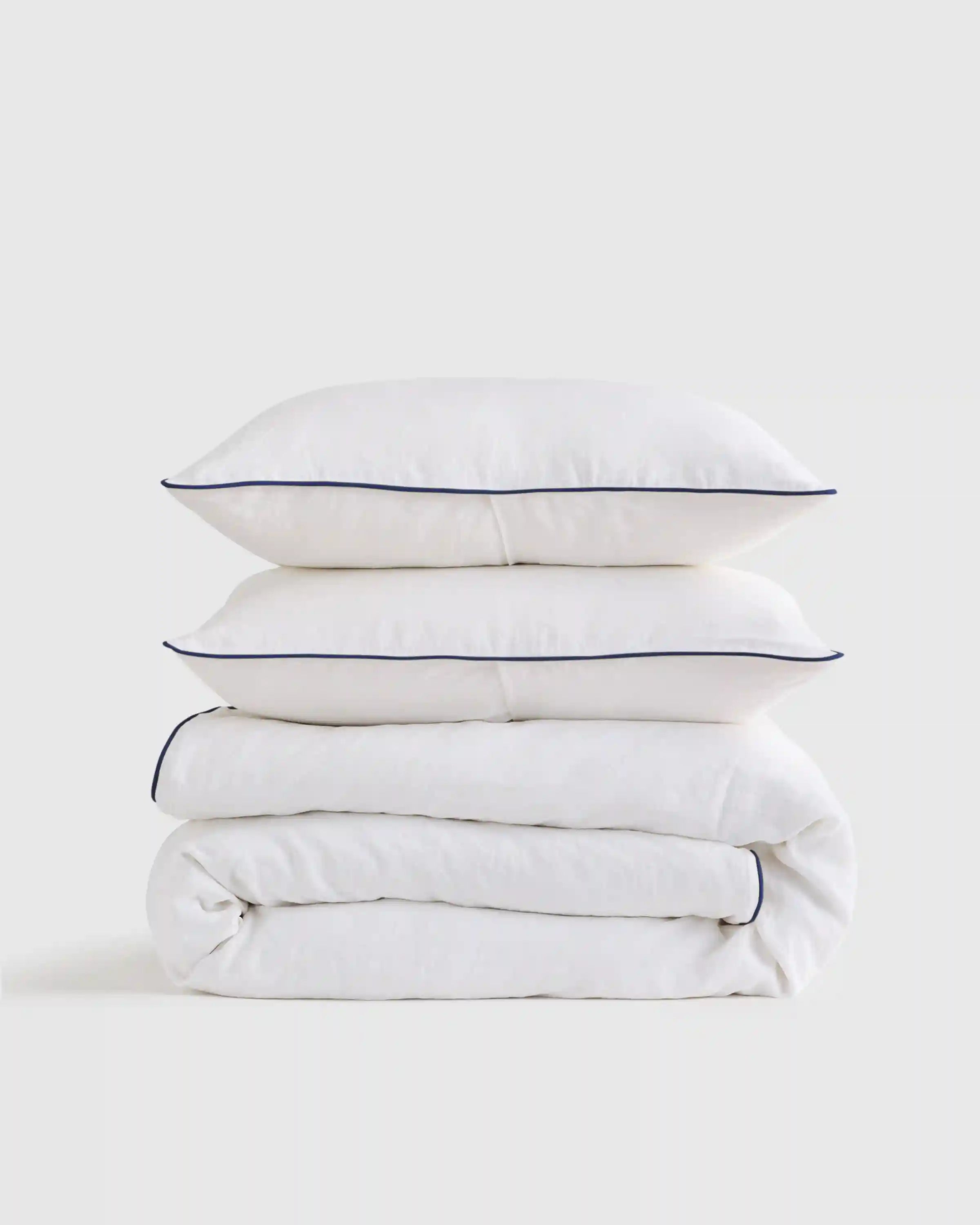 European Linen Piped Duvet Cover Set
