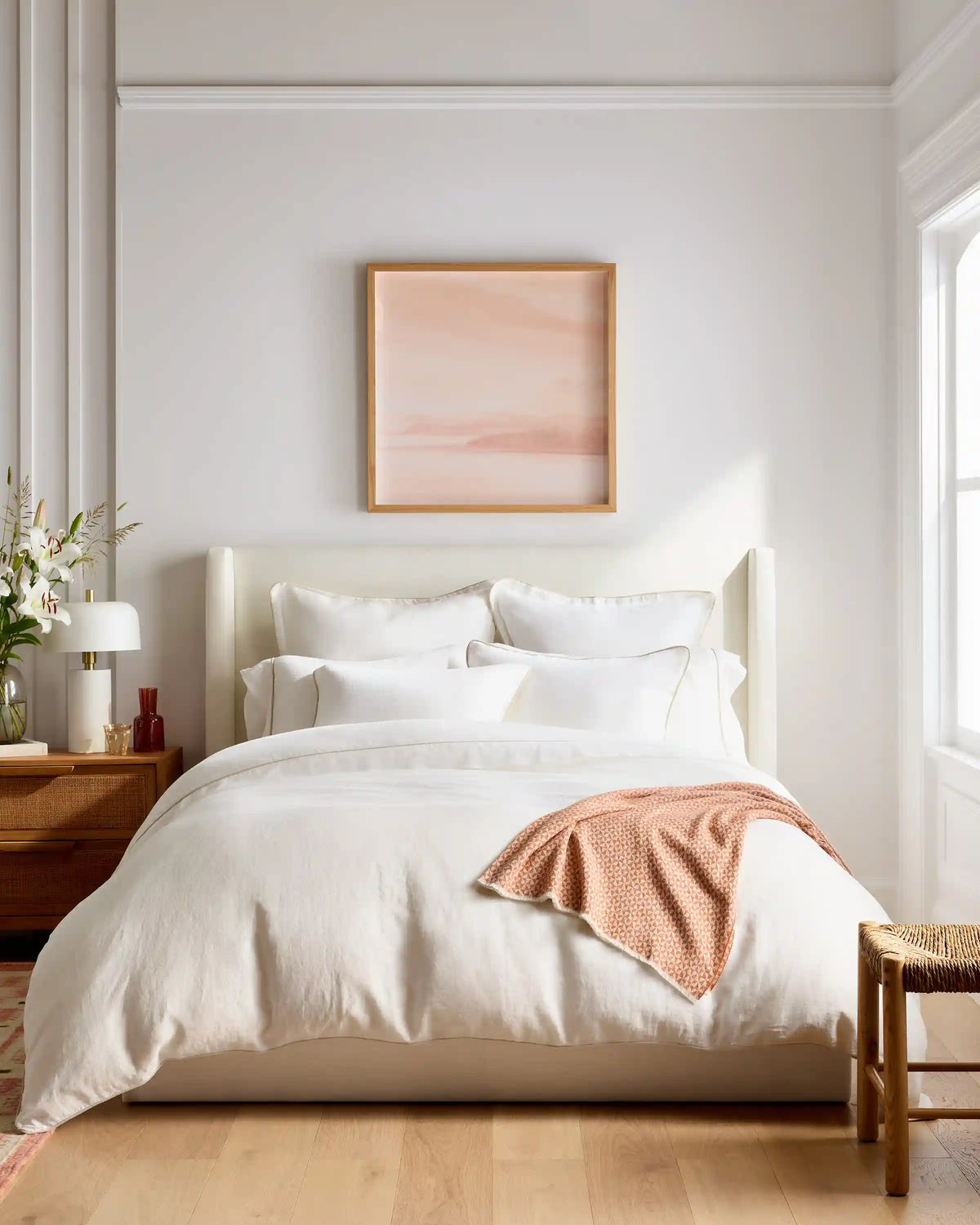 European Linen Piped Sham Set