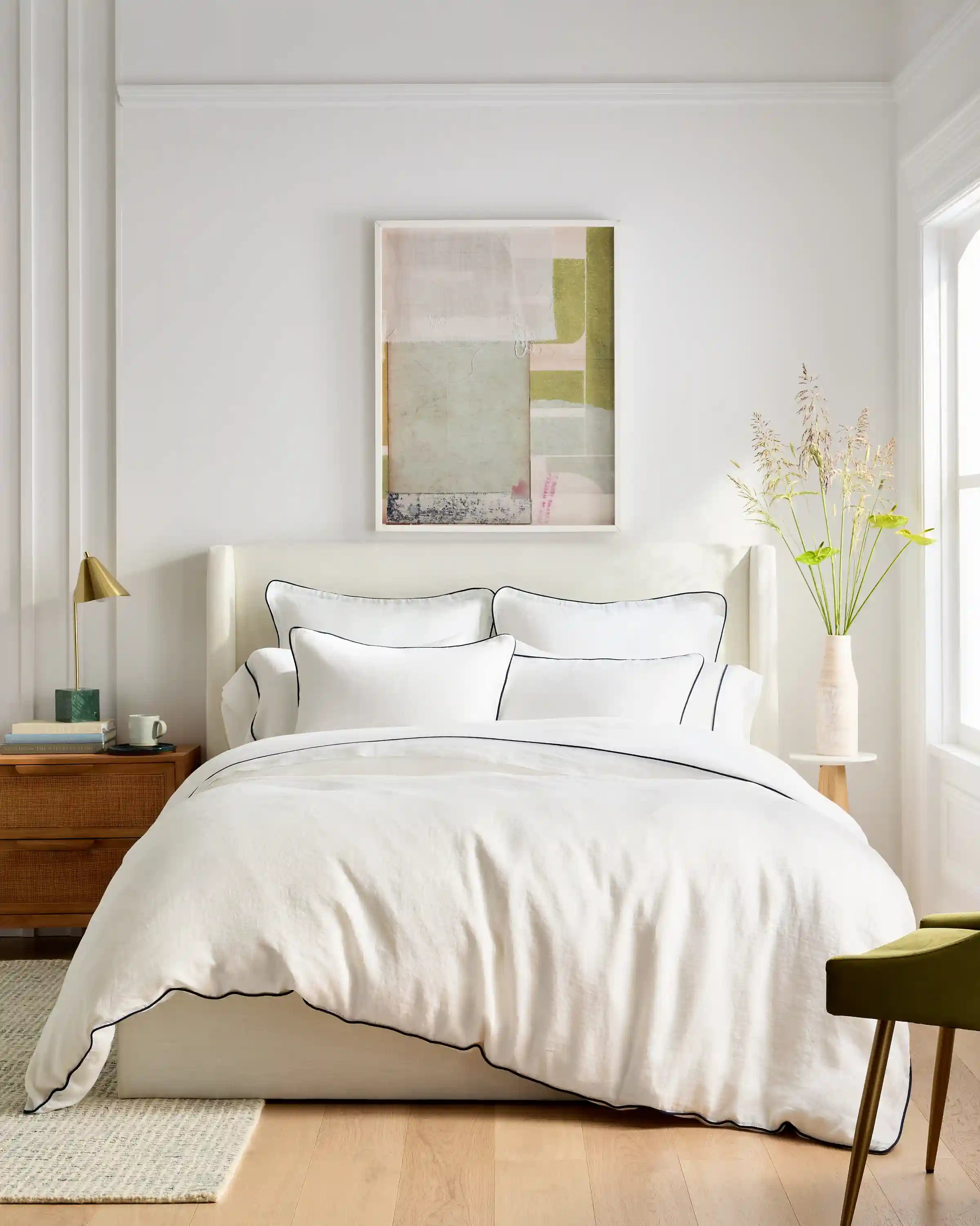 European Linen Piped Duvet Cover Set