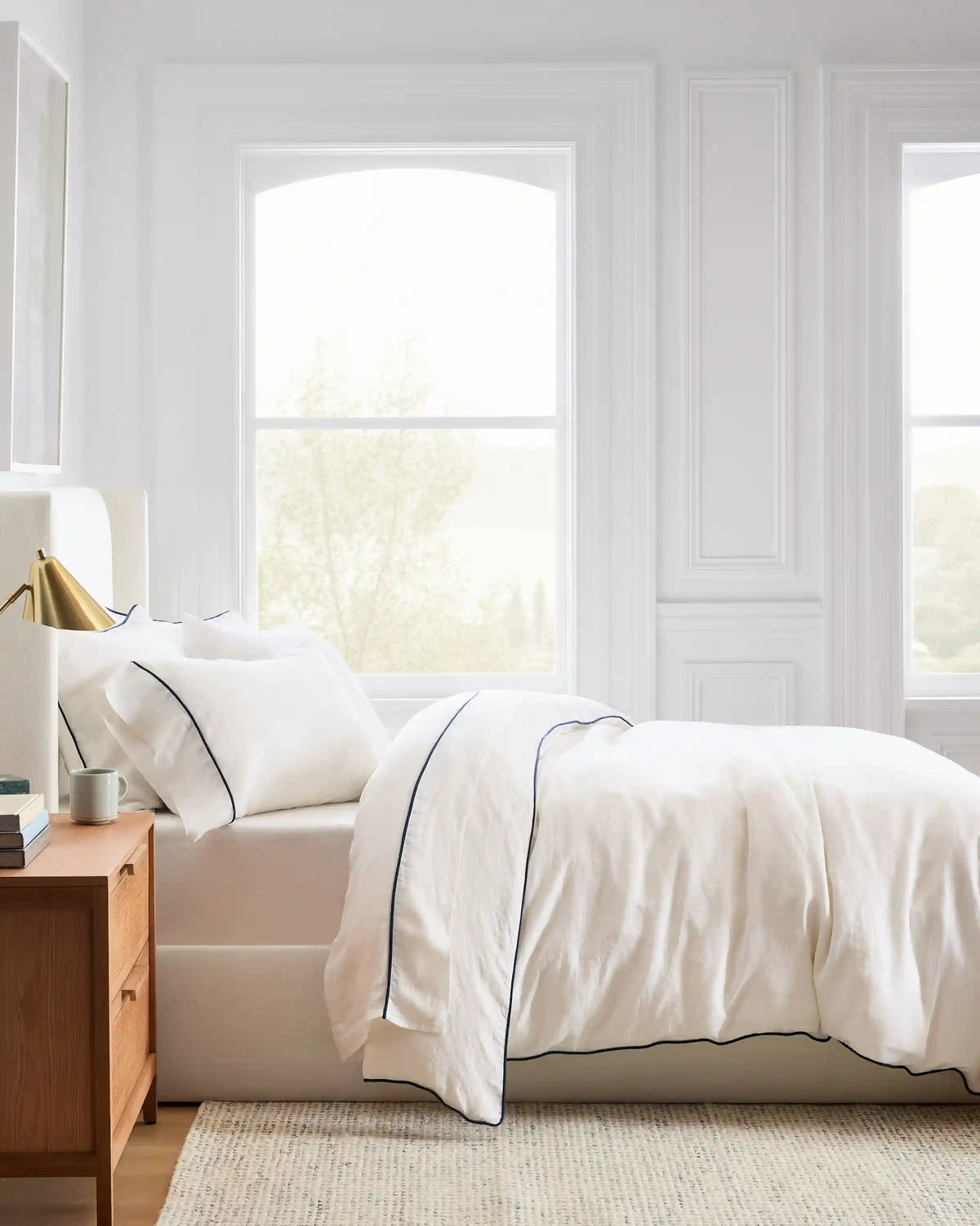 European Linen Piped Duvet Cover