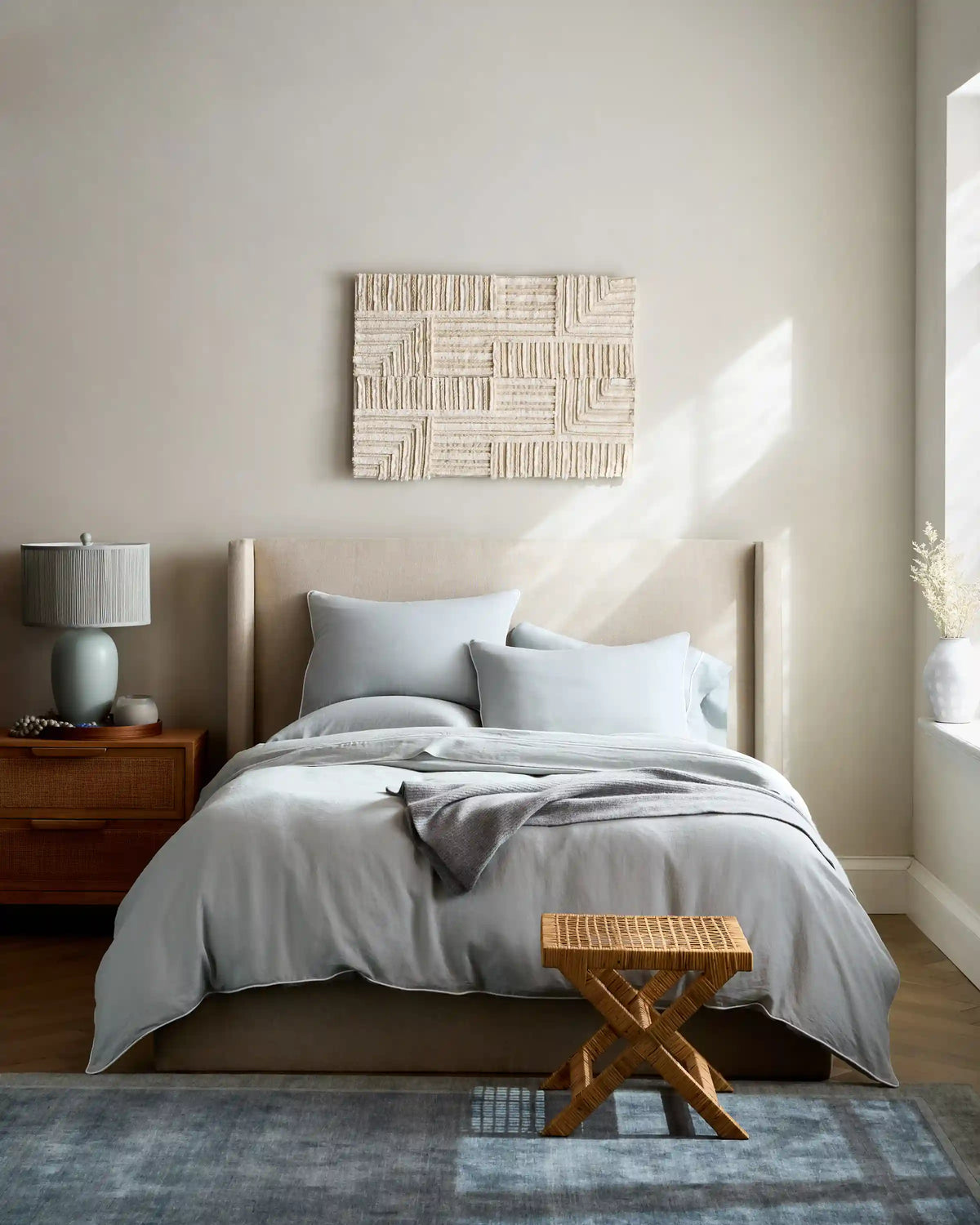 European Linen Piped Duvet Cover Set