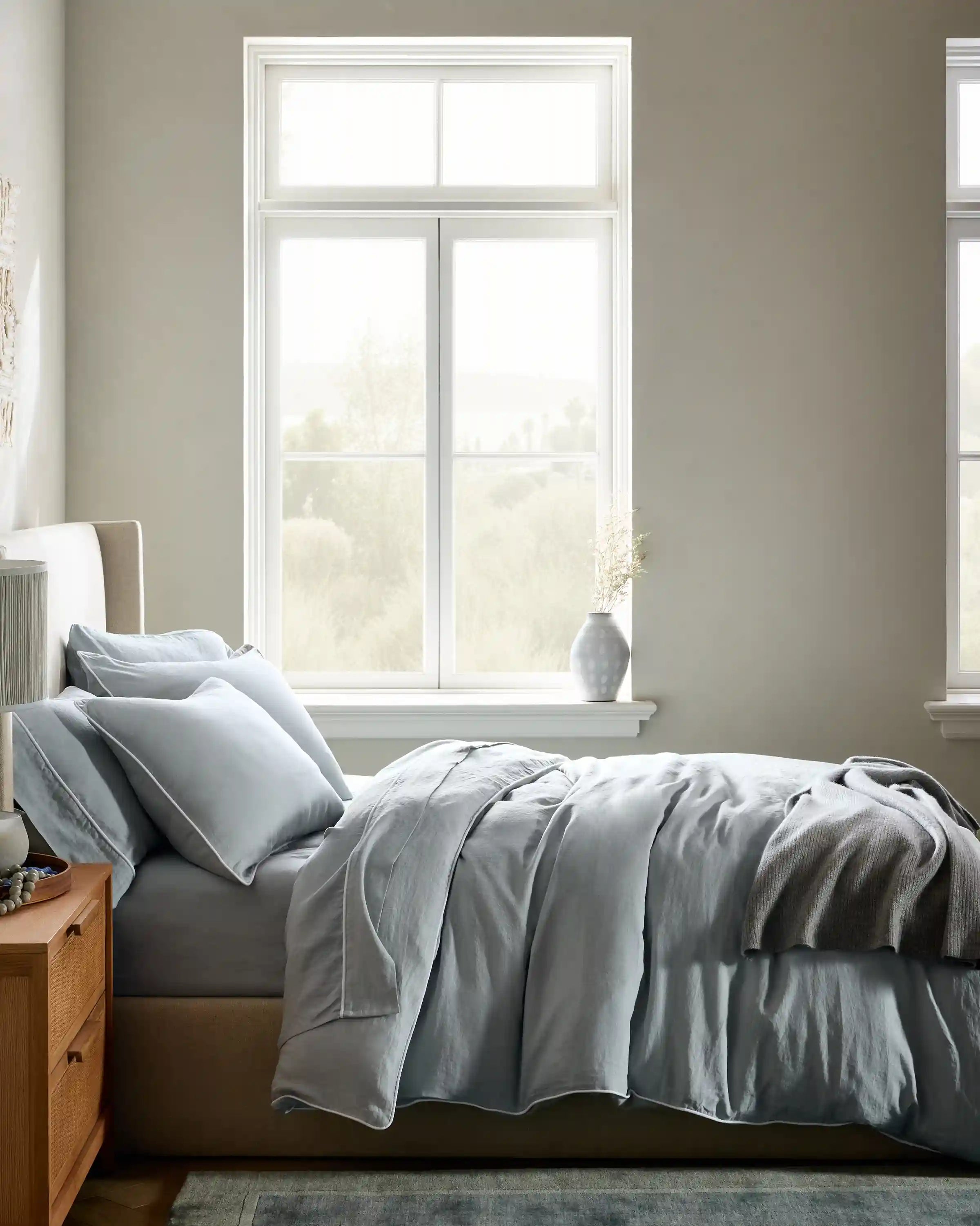 European Linen Piped Duvet Cover