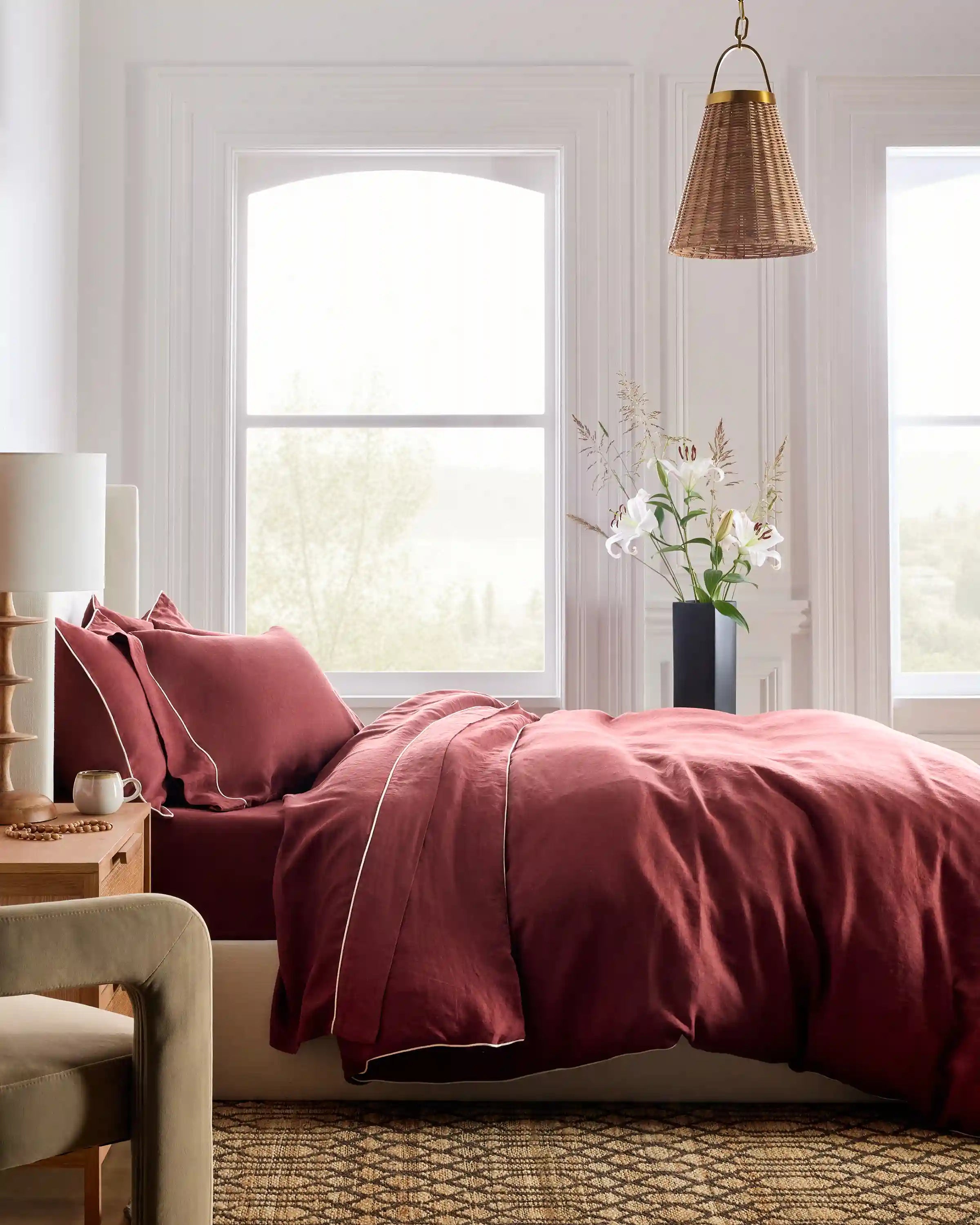 European Linen Piped Duvet Cover Set
