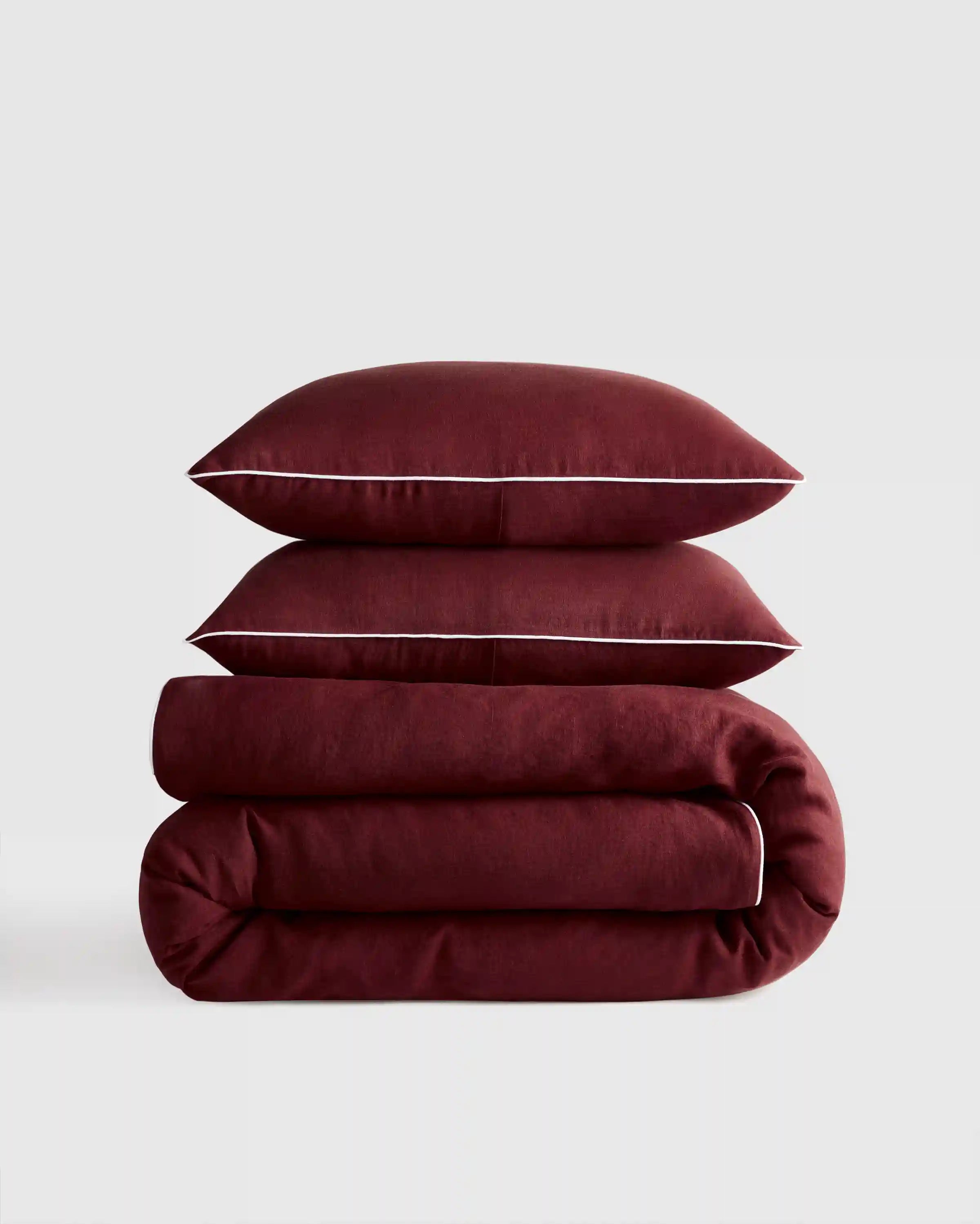 European Linen Piped Duvet Cover Set