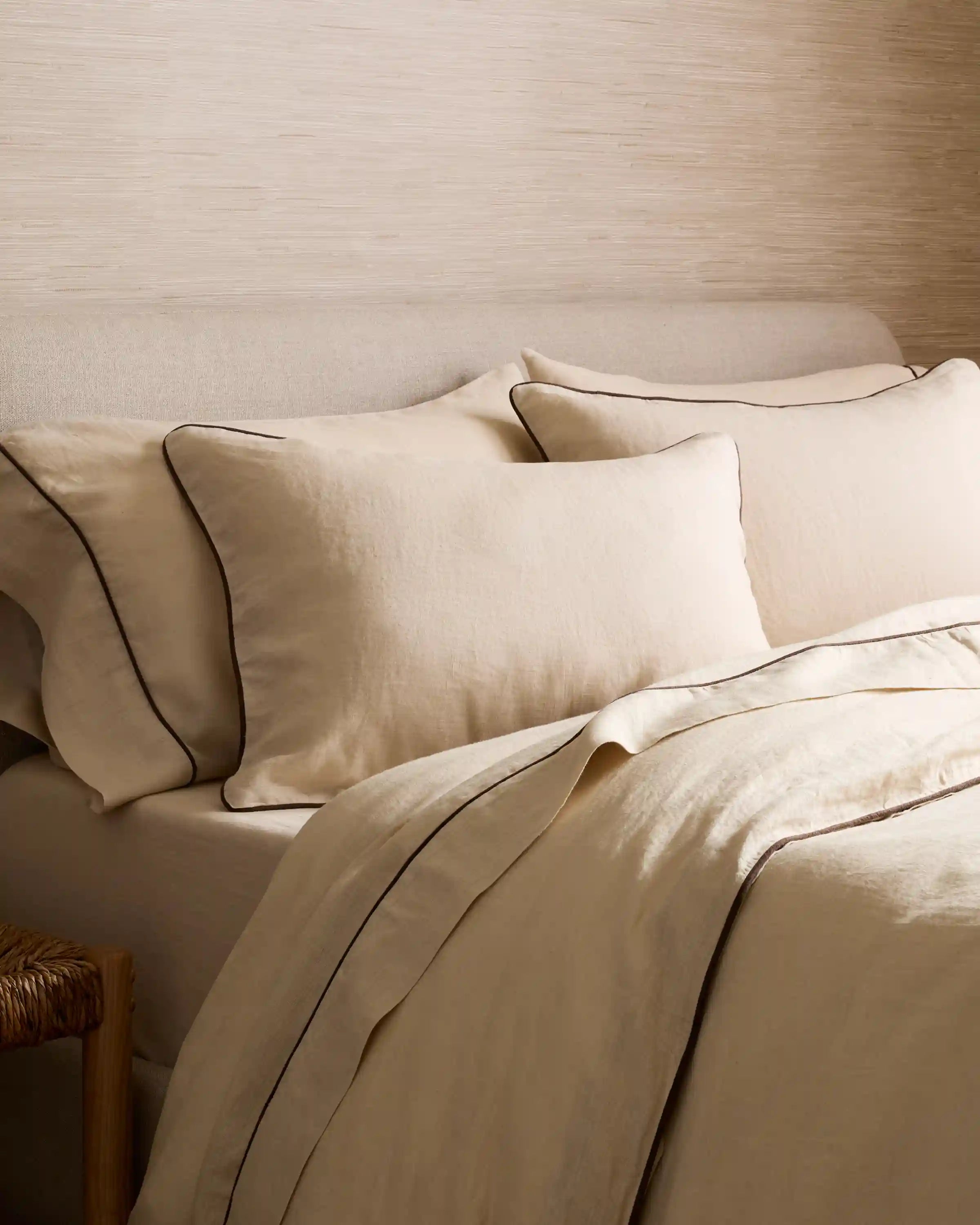 European Linen Piped Duvet Cover