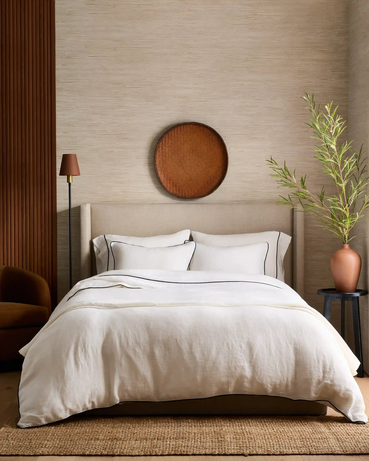 European Linen Piped Duvet Cover Set