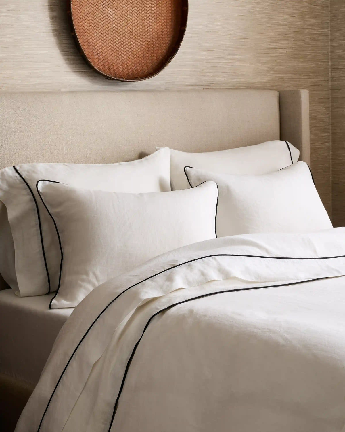 European Linen Piped Duvet Cover