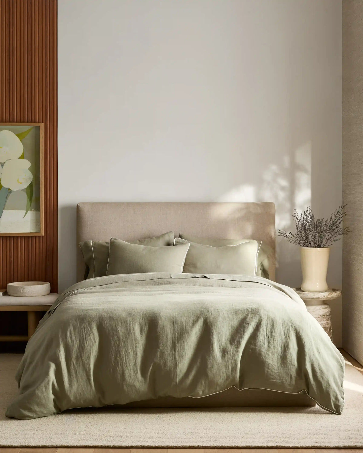 European Linen Piped Deluxe Bedding Bundle