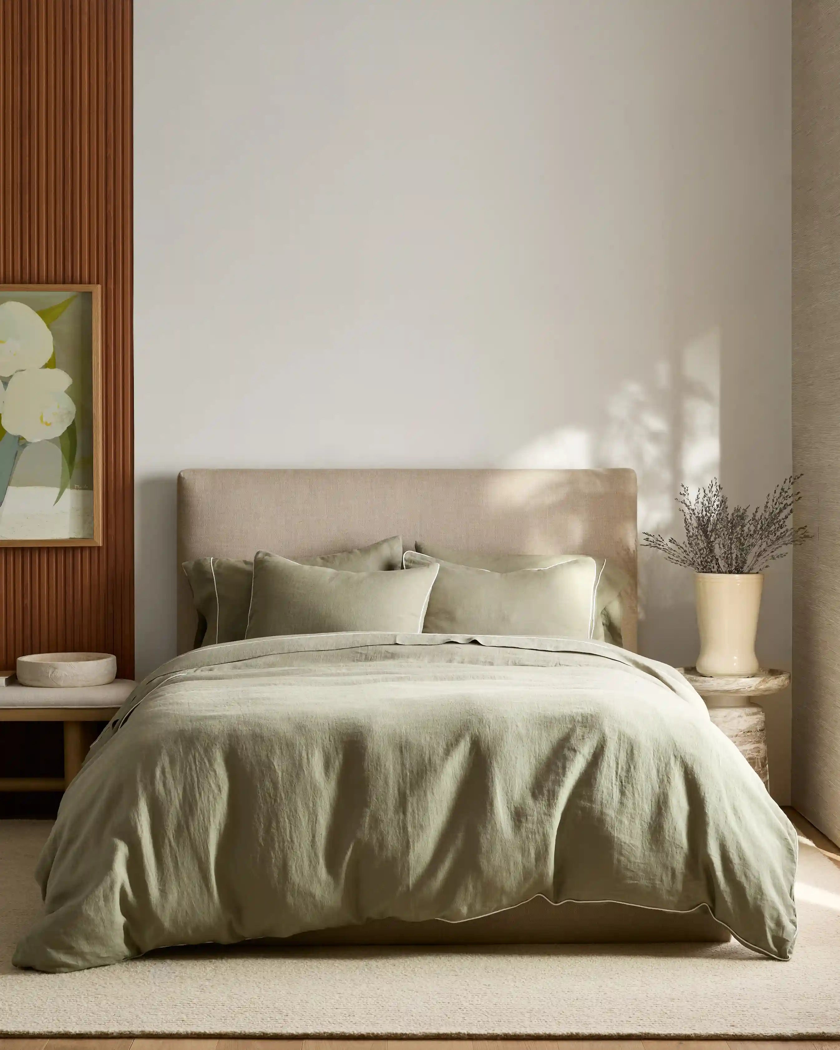 European Linen Piped Duvet Cover Set