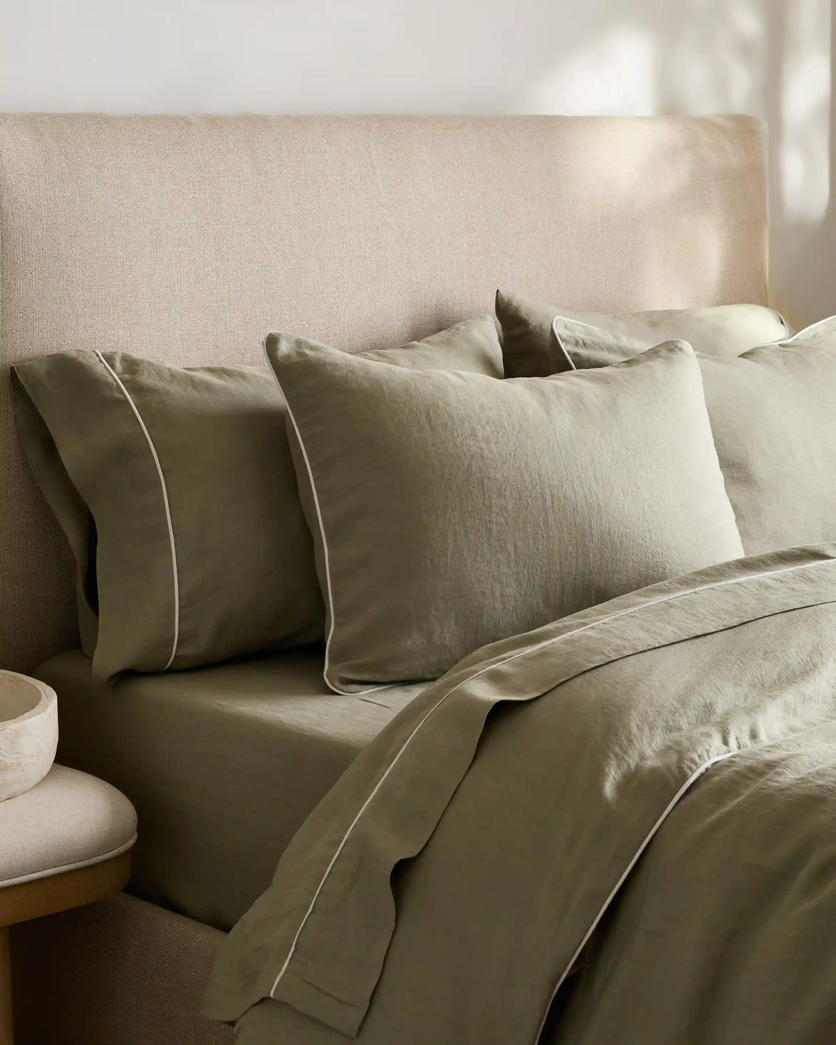 European Linen Piped Duvet Cover