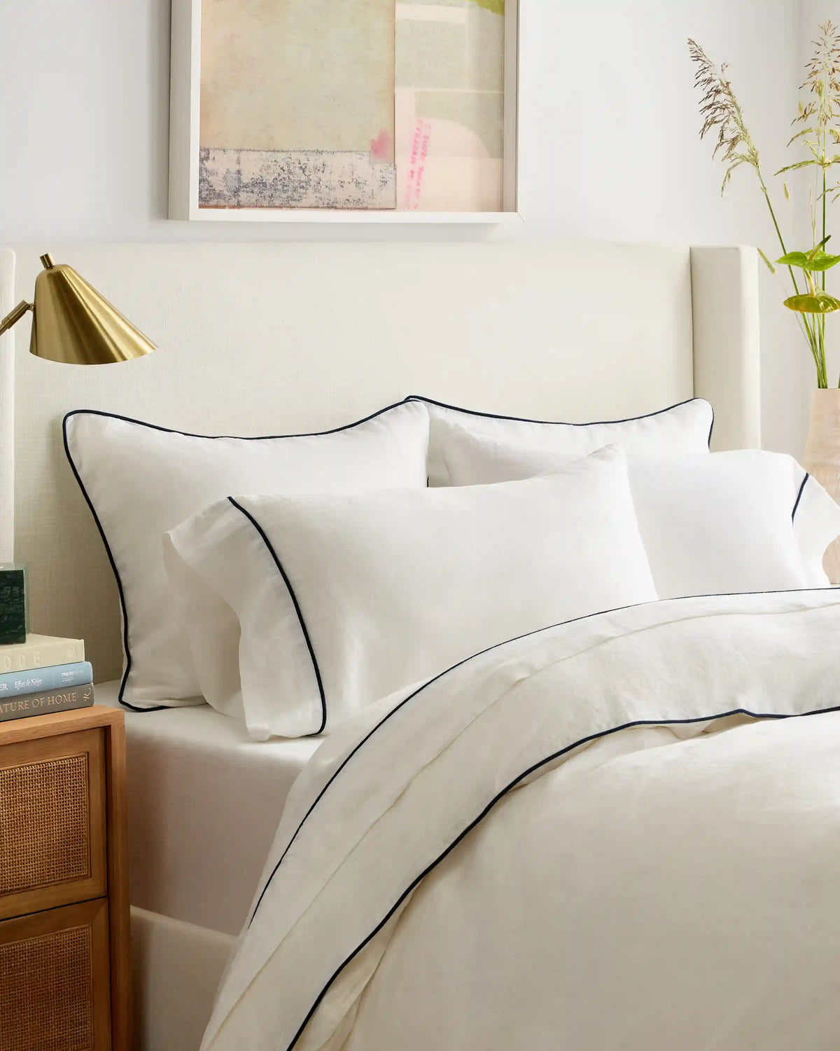 European Linen Piped Duvet Cover Set