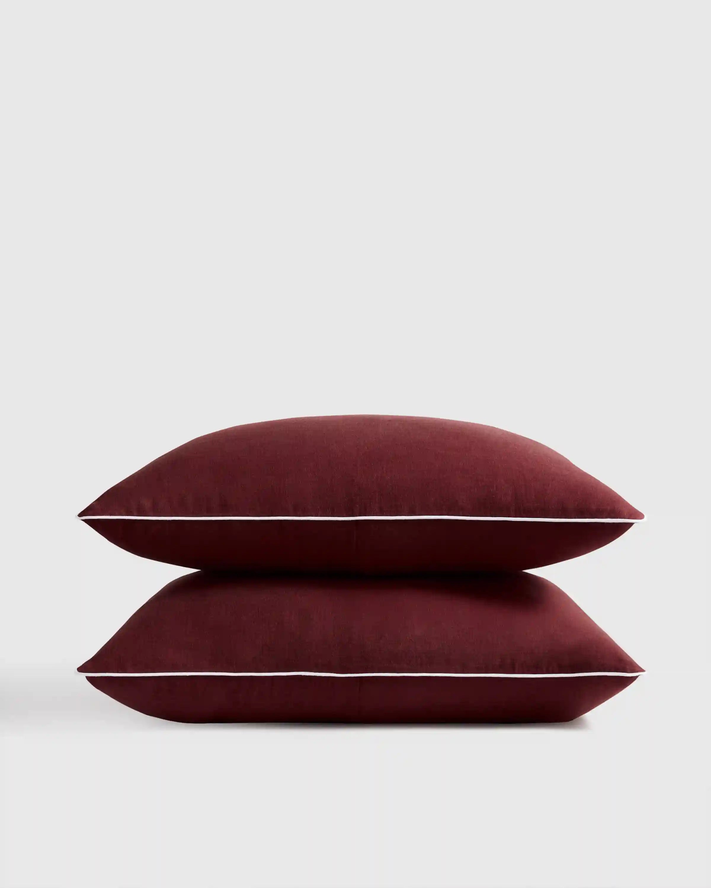 European Linen Piped Sham Set