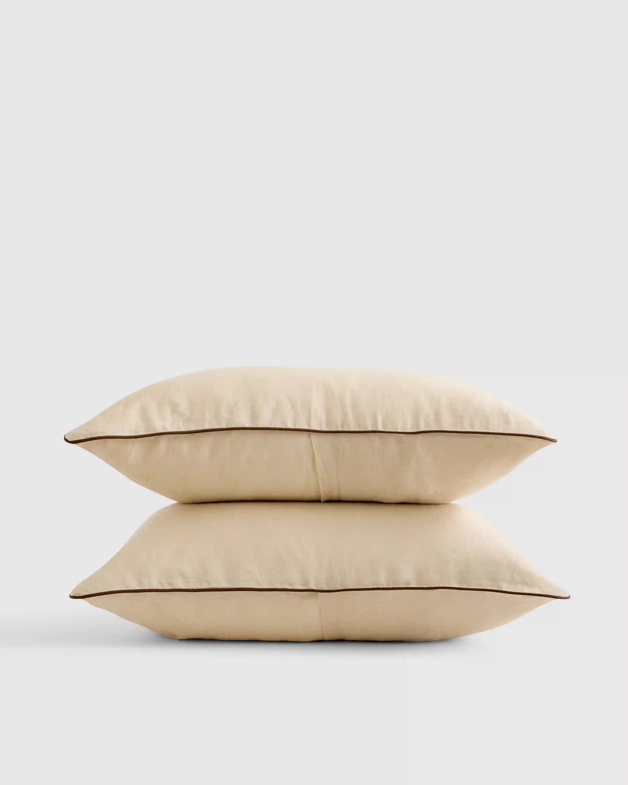 European Linen Piped Sham Set