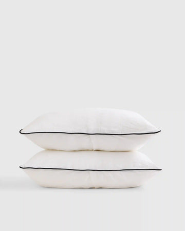 European Linen Piped Sham Set
