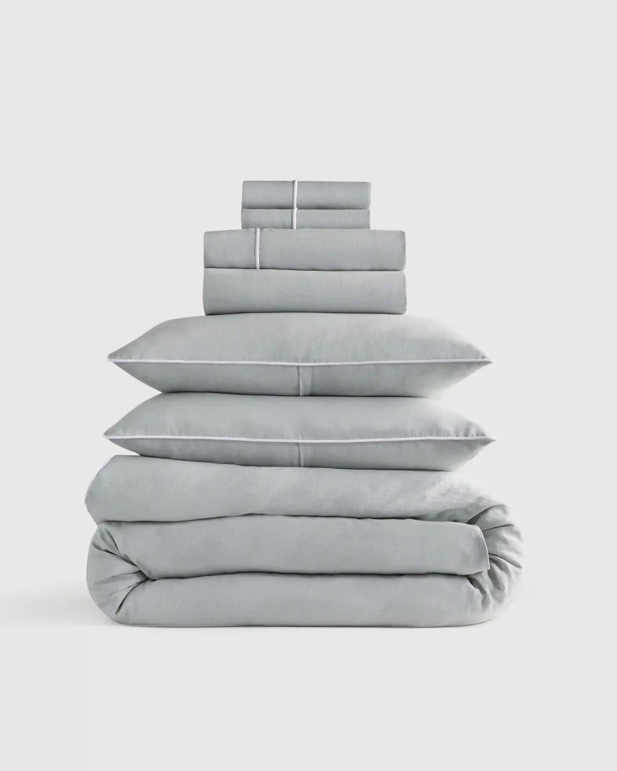 European Linen Piped Deluxe Bedding Bundle