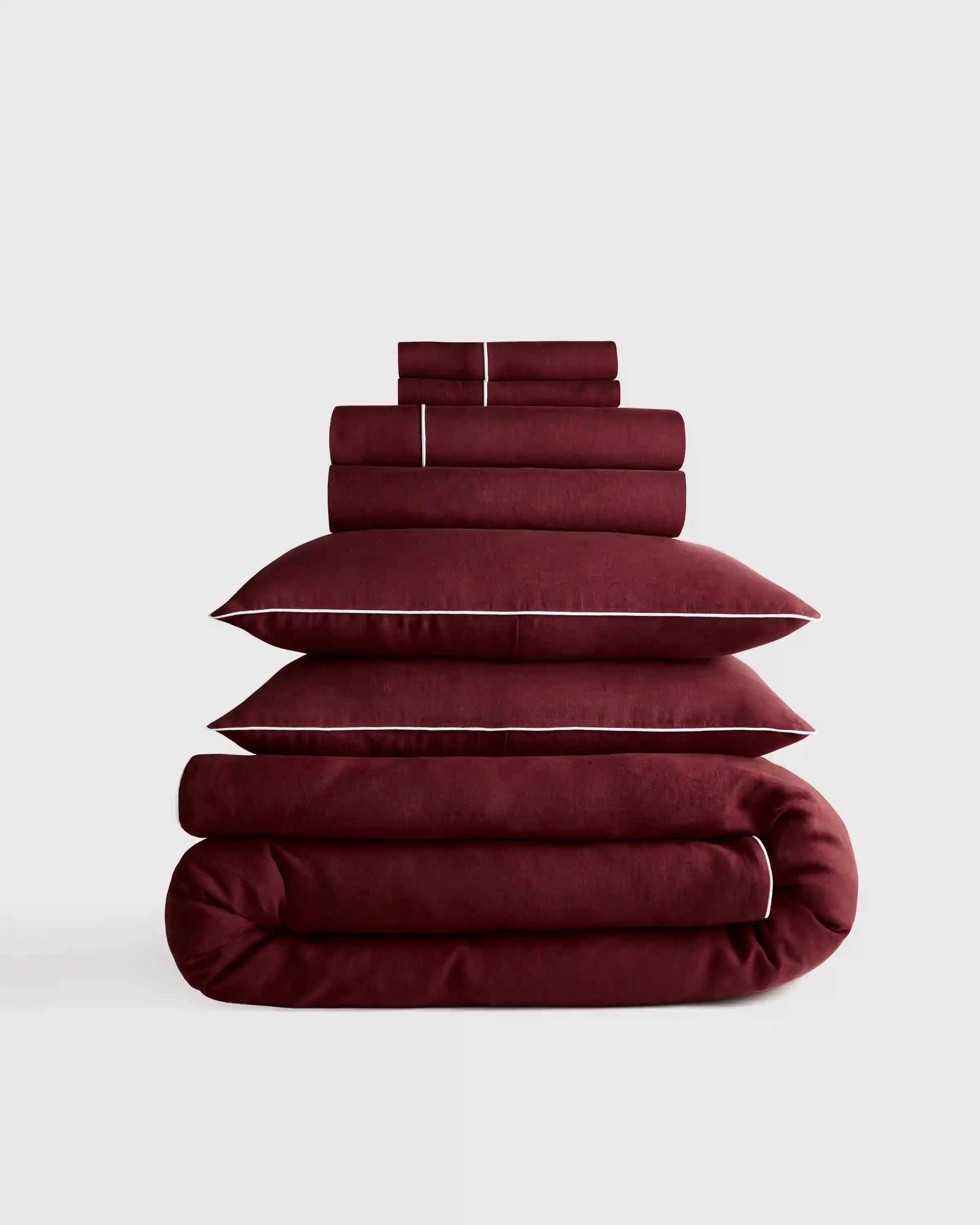 European Linen Piped Deluxe Bedding Bundle