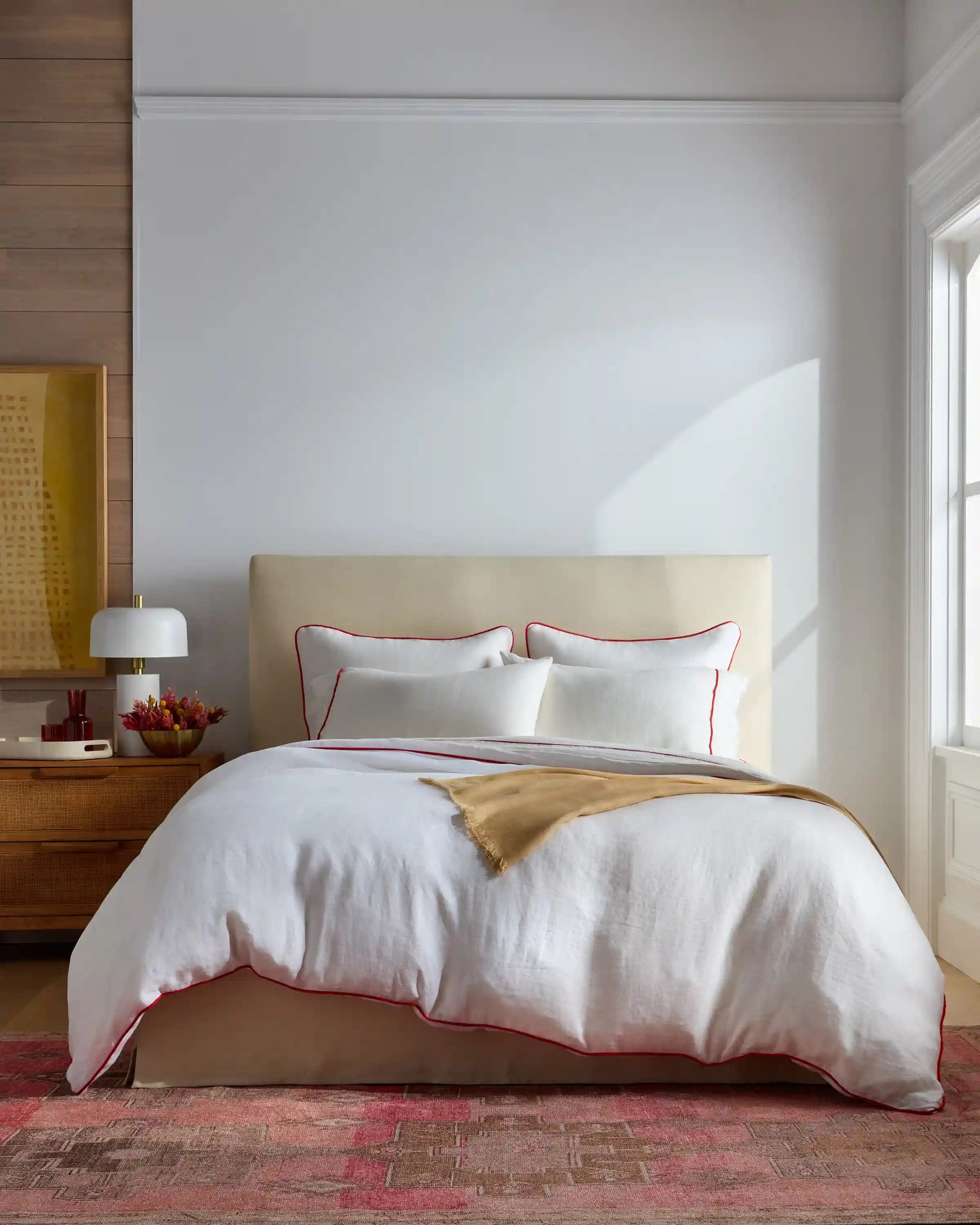 European Linen Piped Duvet Cover