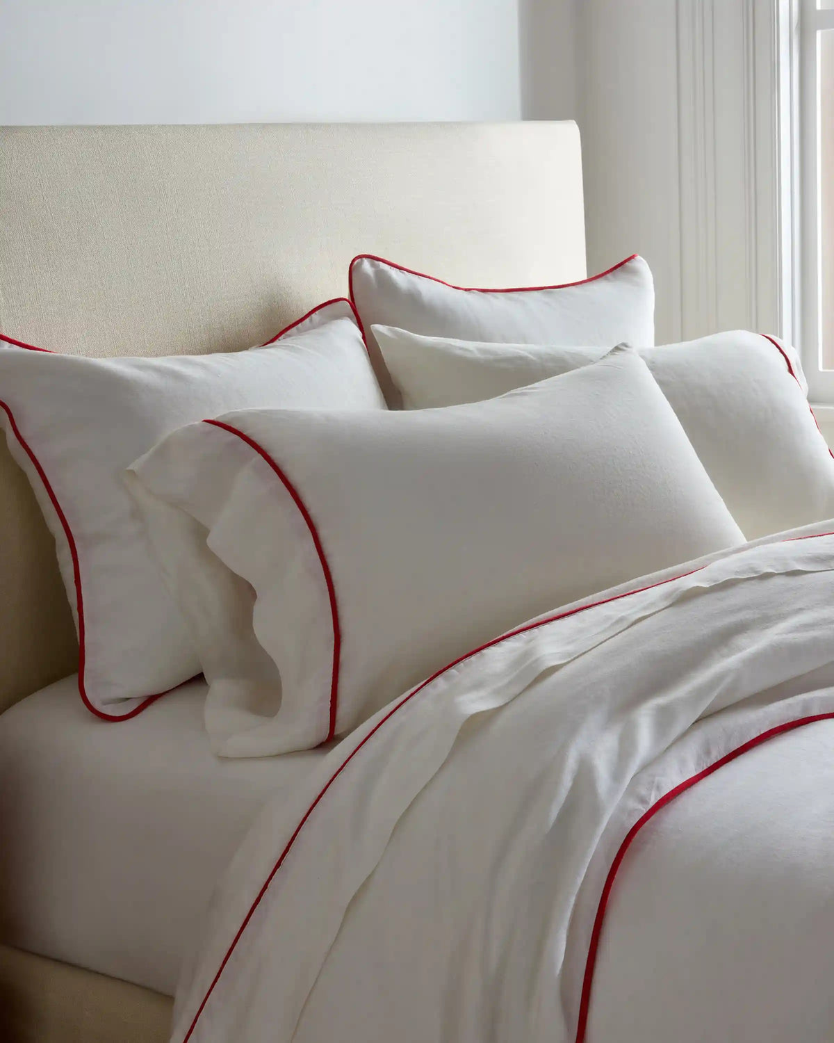 European Linen Piped Deluxe Bedding Bundle