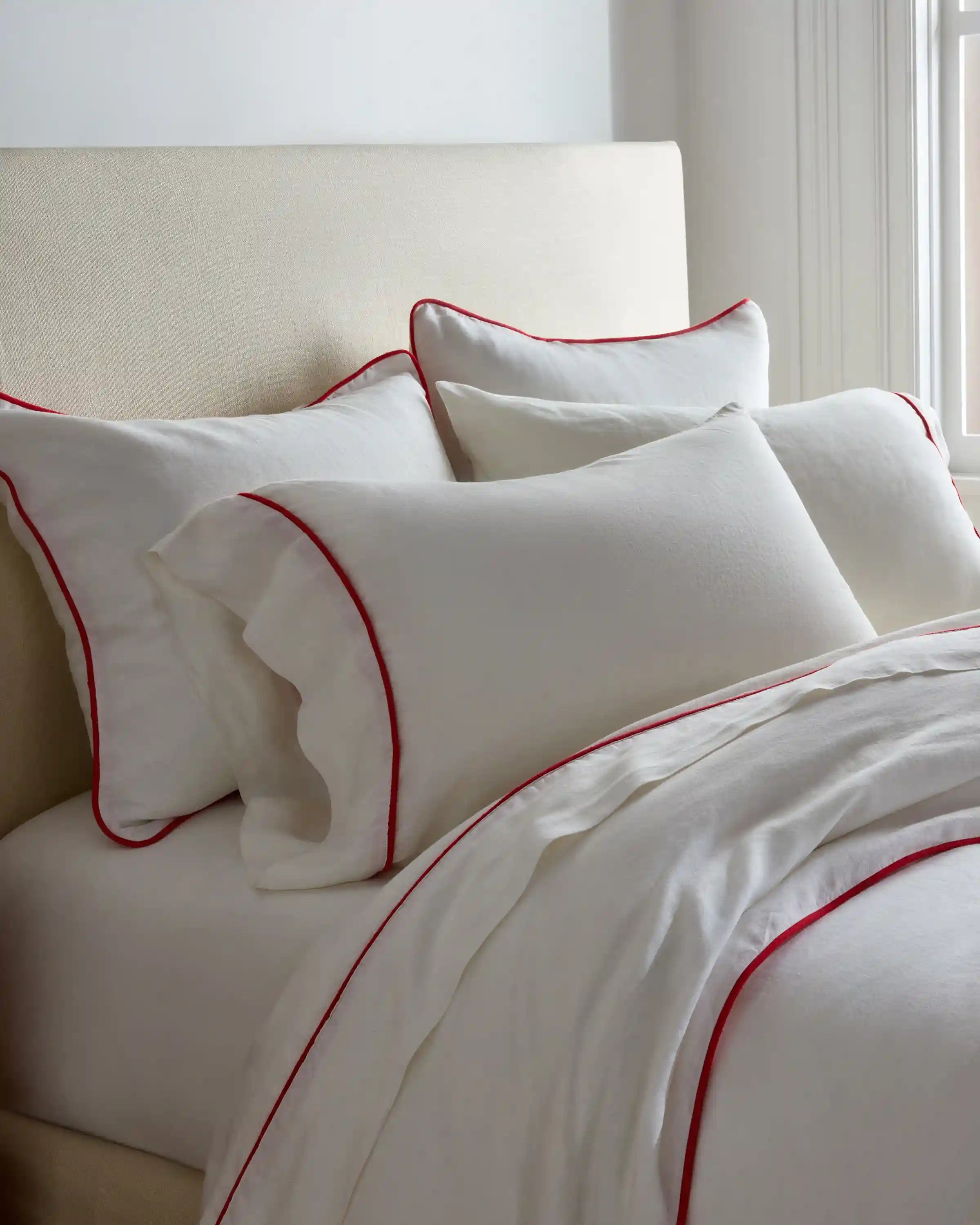 European Linen Piped Duvet Cover