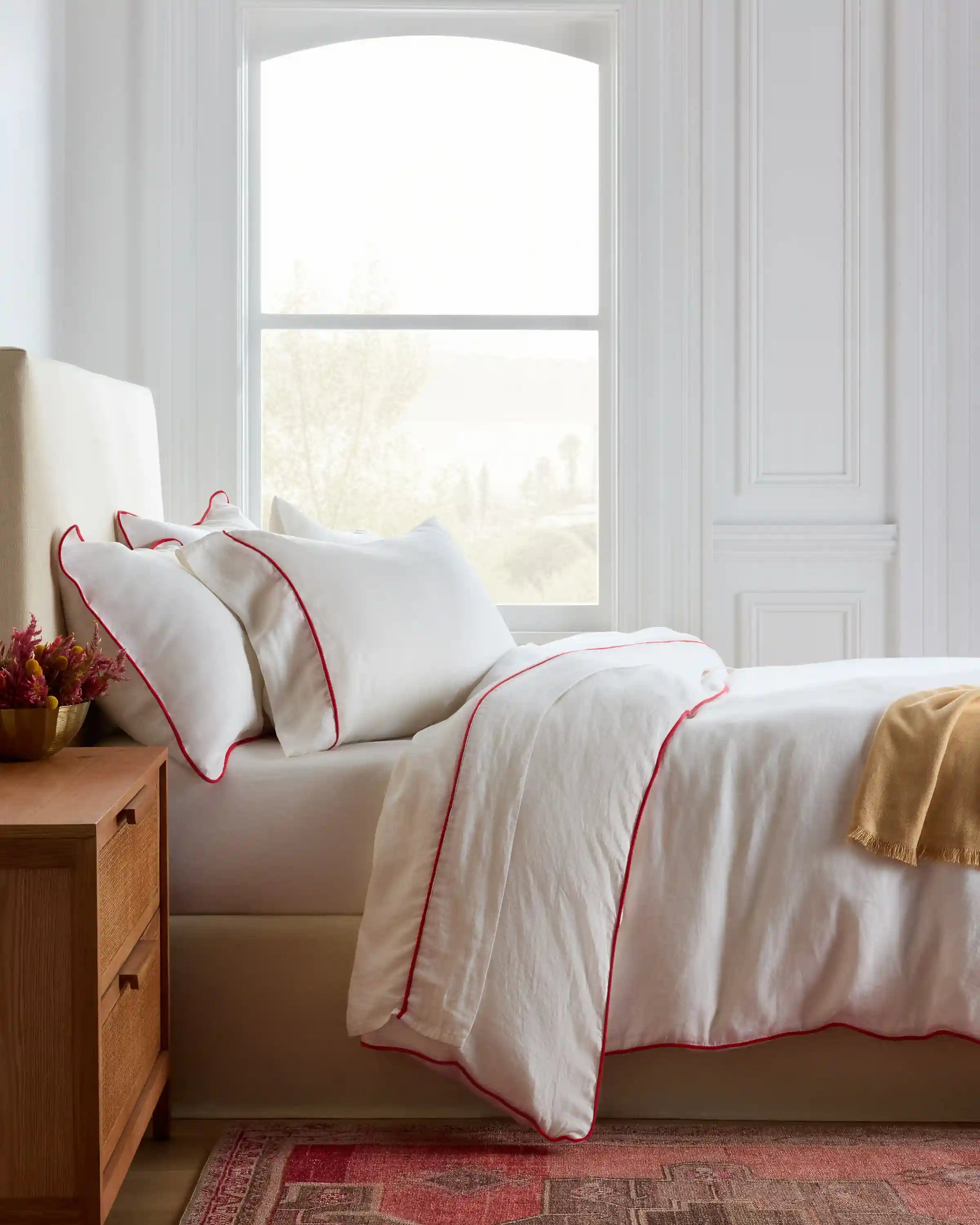 European Linen Piped Duvet Cover