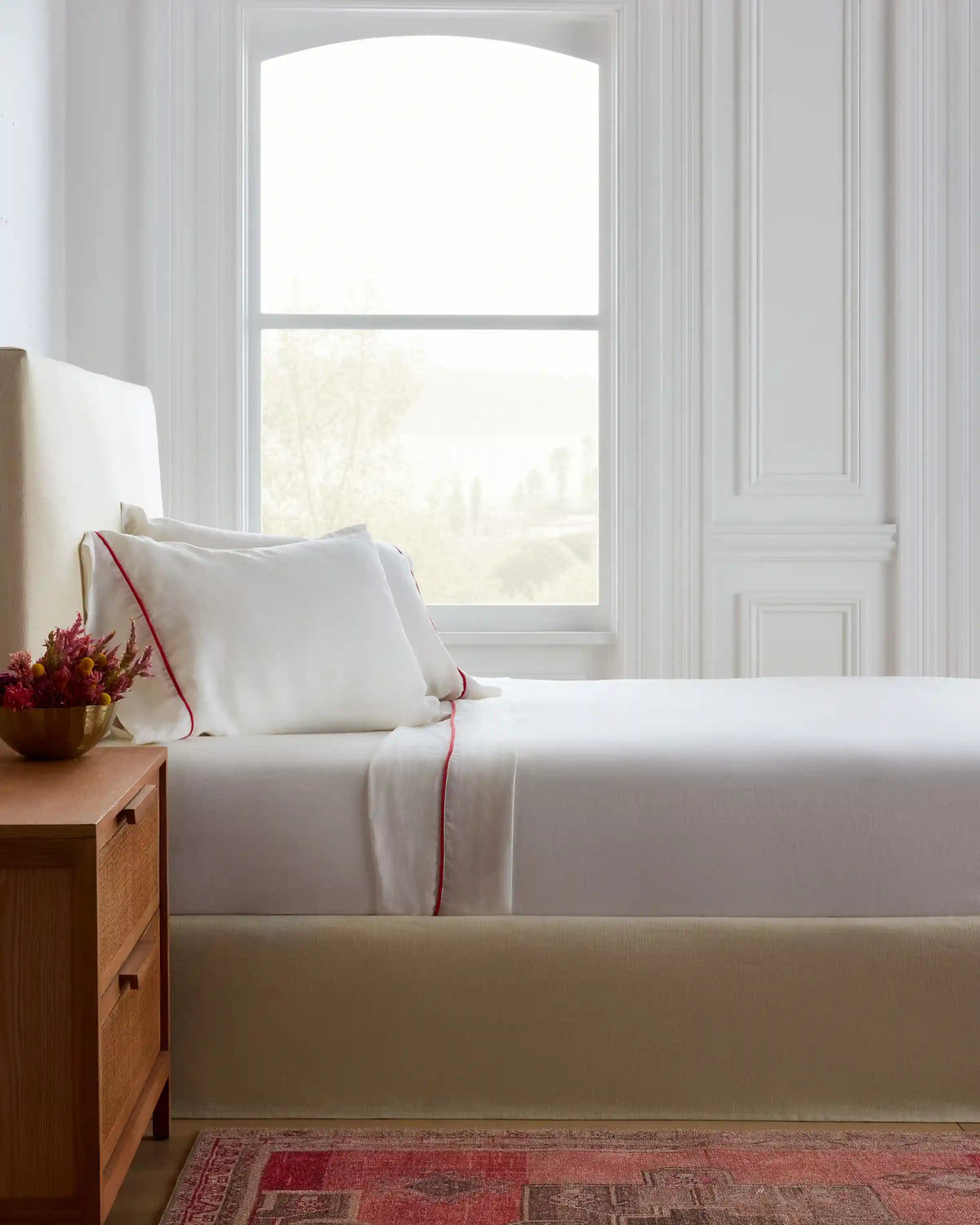 European Linen Piped Sham Set