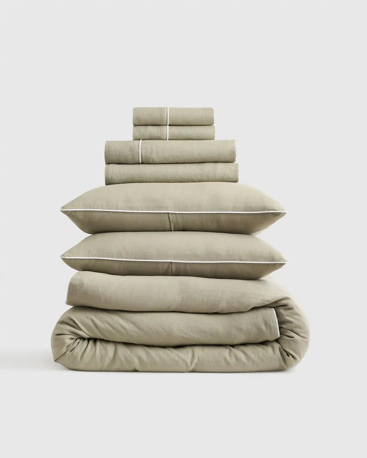 European Linen Piped Deluxe Bedding Bundle