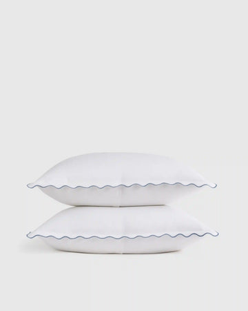 Organic Crisp Percale Scallop Sham Set