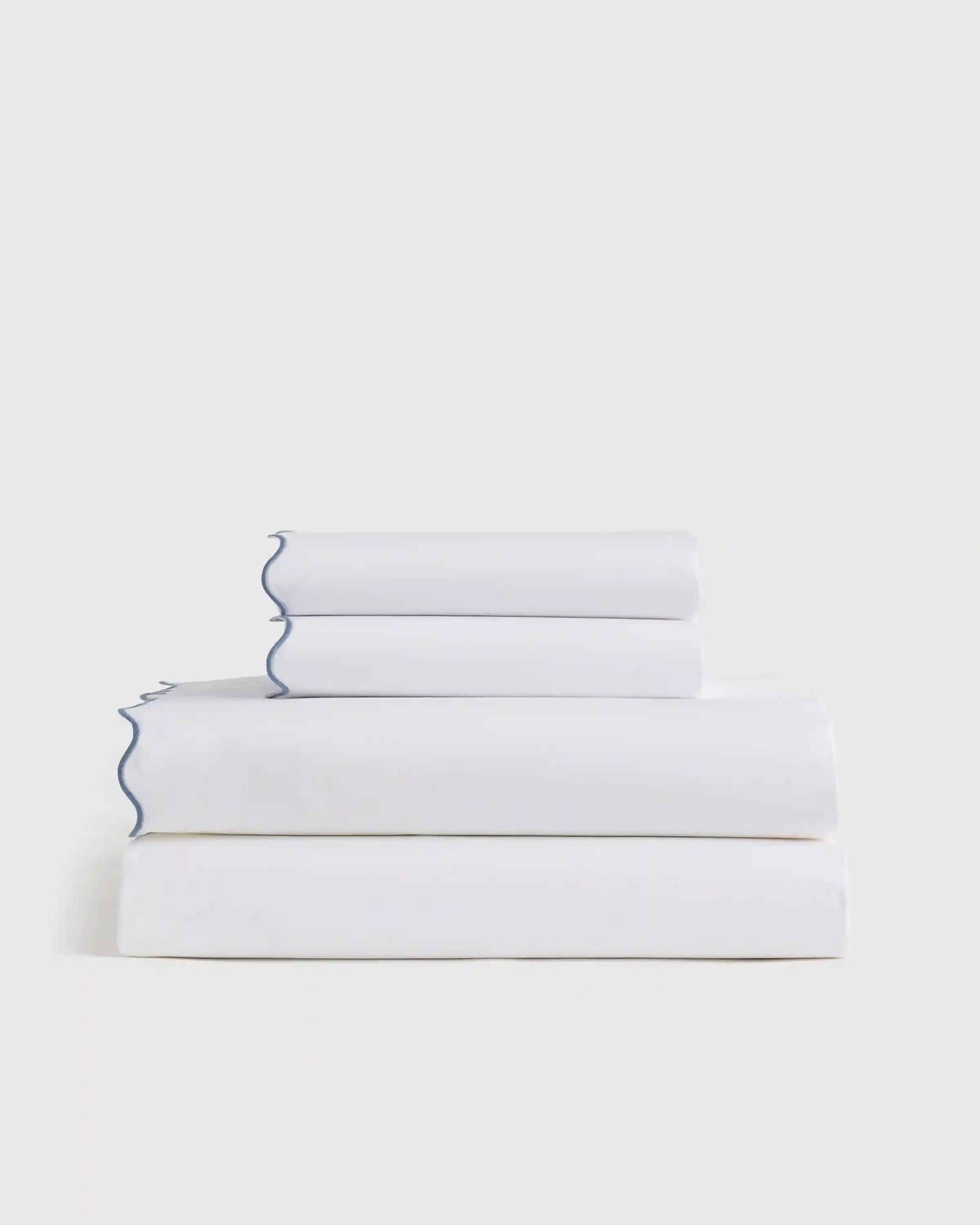 Organic Crisp Percale Scallop Sheet Set