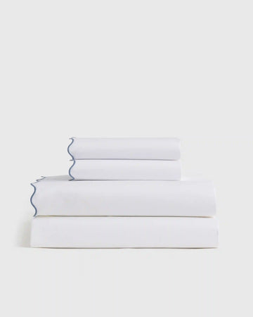Organic Crisp Percale Scallop Sheet Set