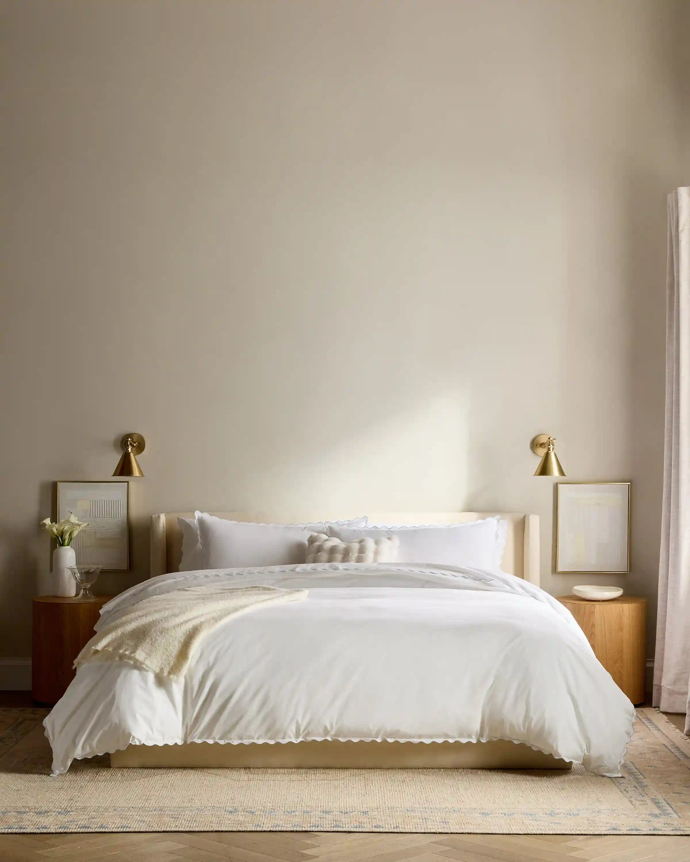 Organic Crisp Percale Scallop Duvet Cover Set
