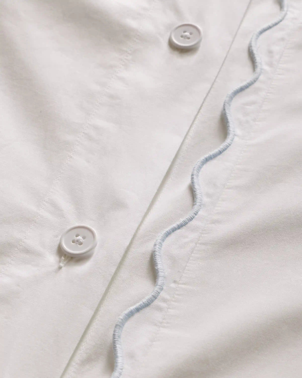 Organic Crisp Percale Scallop Duvet Cover Set