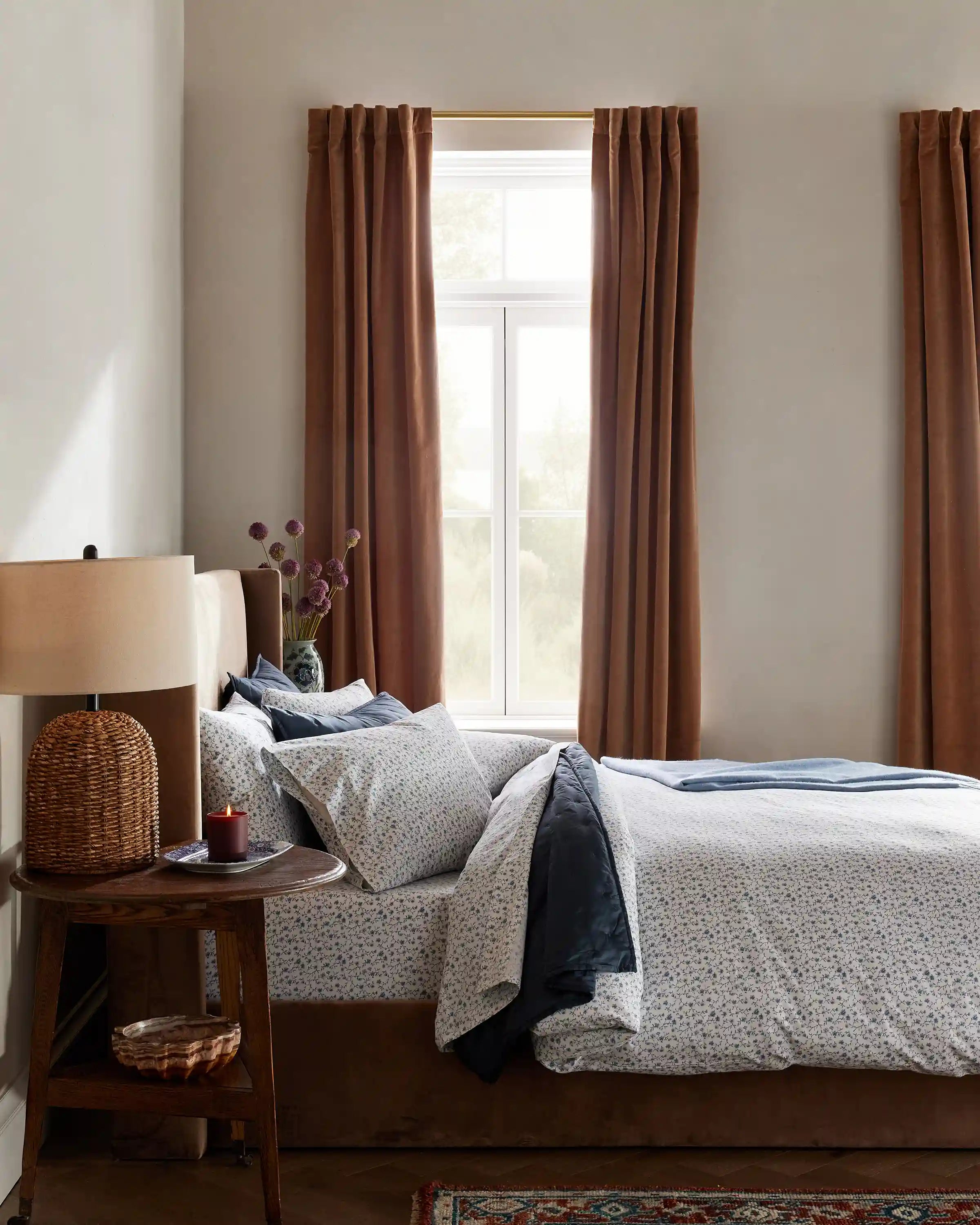 Organic Crisp Percale Floral Duvet Cover Set