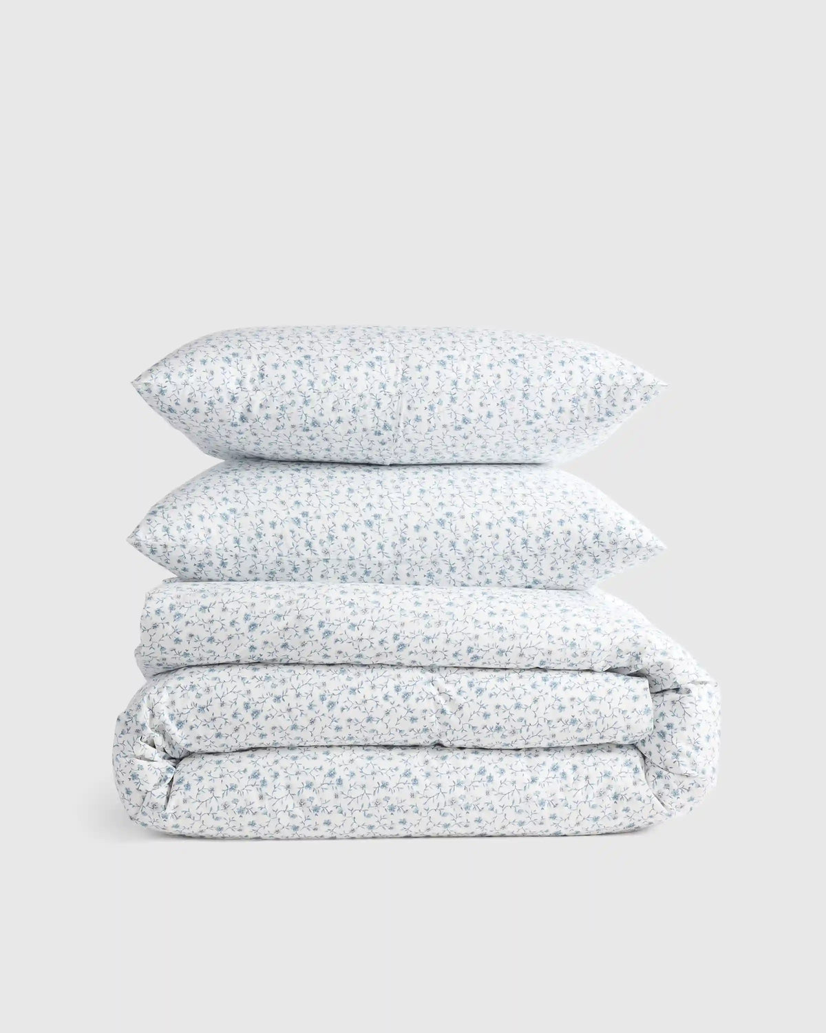 Organic Crisp Percale Floral Duvet Cover Set
