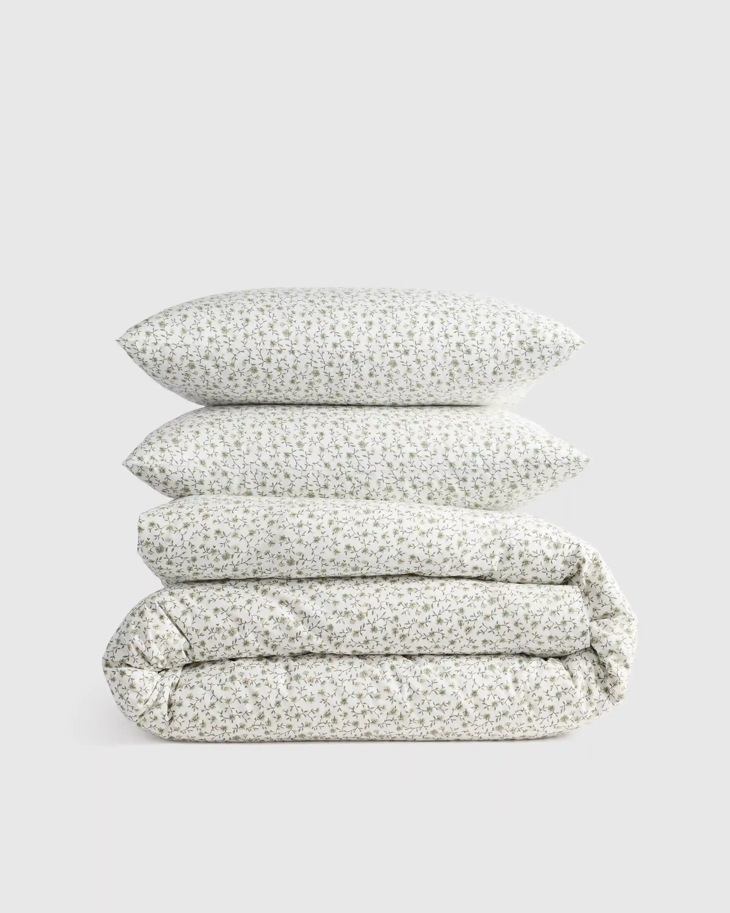 Organic Crisp Percale Floral Duvet Cover Set