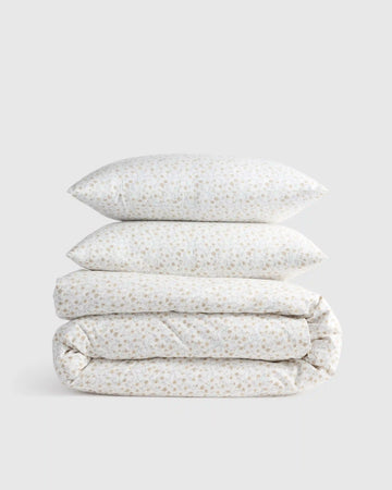 Organic Crisp Percale Floral Duvet Cover Set