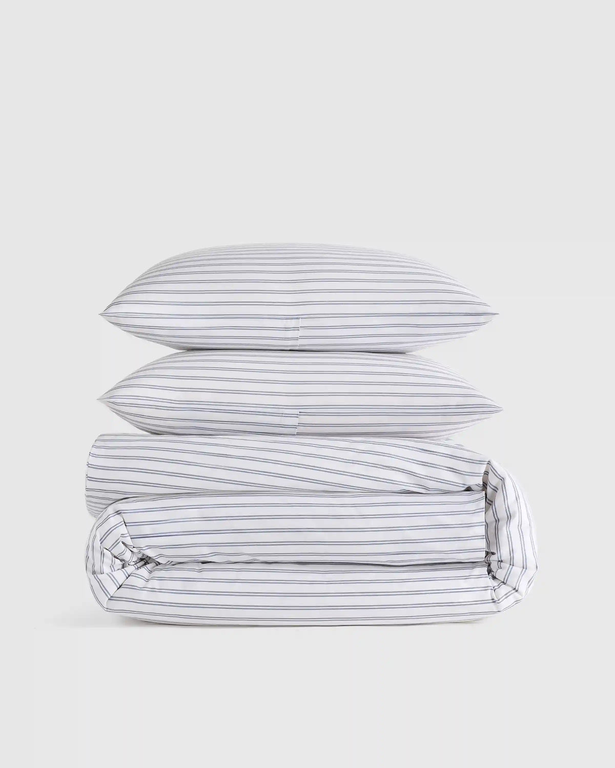 Organic Crisp Percale Double Stripe Duvet Cover Set