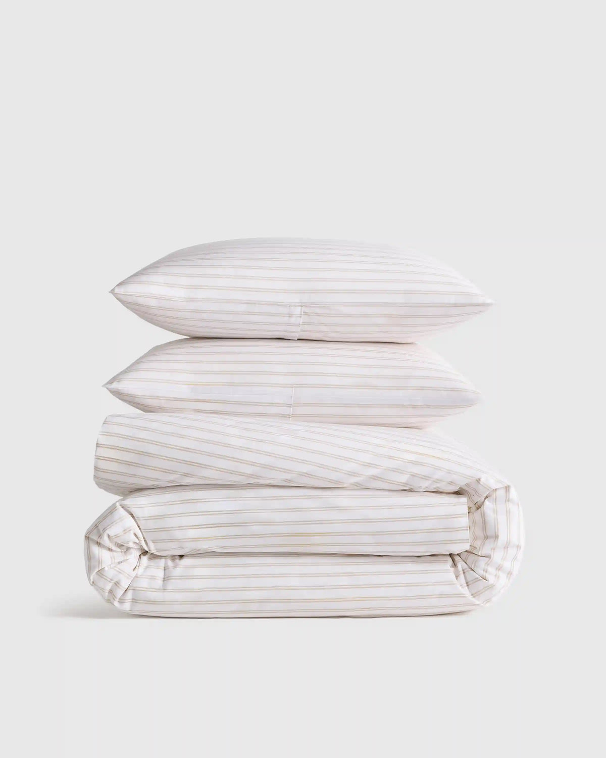 Organic Crisp Percale Double Stripe Duvet Cover Set