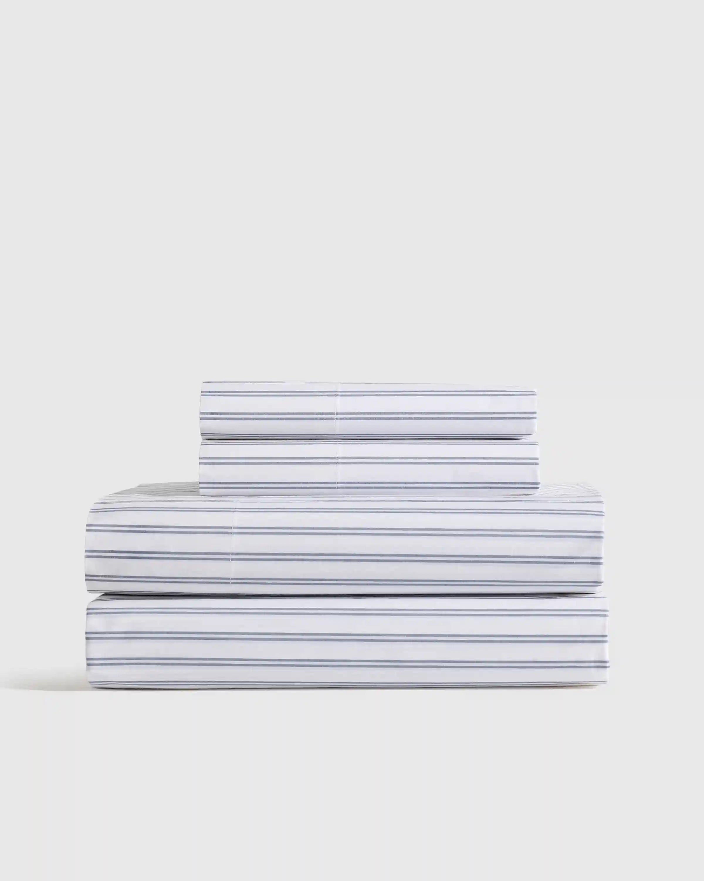 Organic Crisp Percale Double Stripe Sheet Set