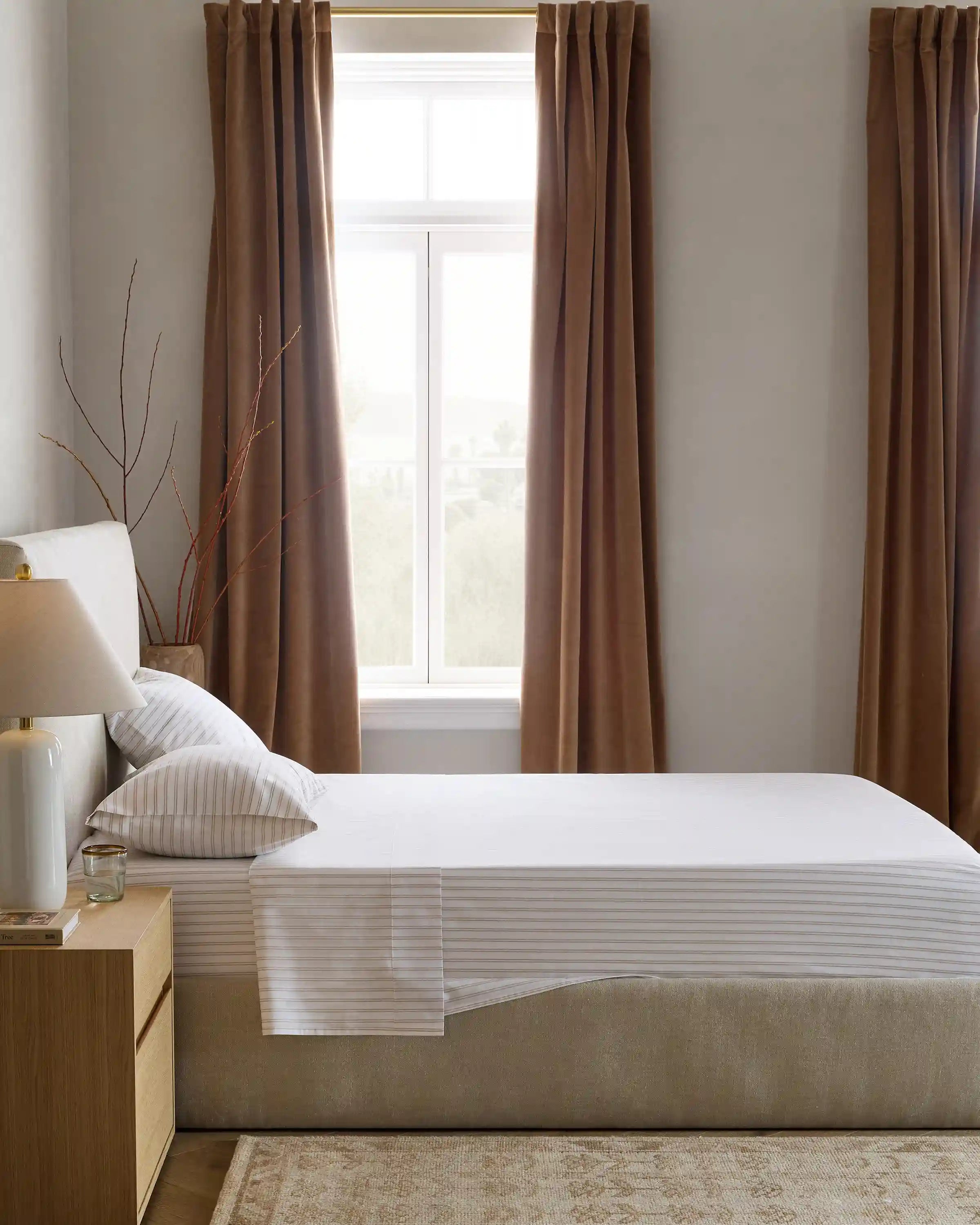 Organic Crisp Percale Double Stripe Pillowcase Set