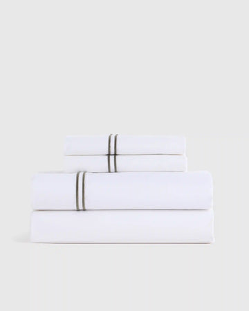 Organic Crisp Percale Embellished Sheet Set