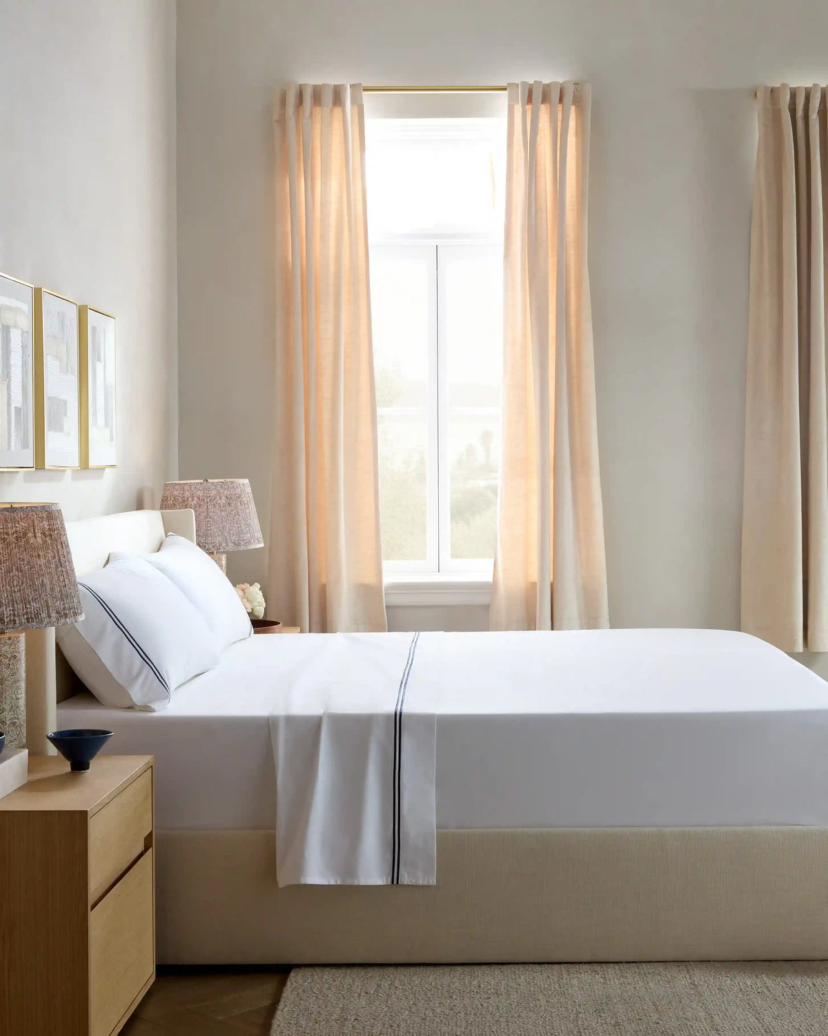 Organic Crisp Percale Embellished Sheet Set