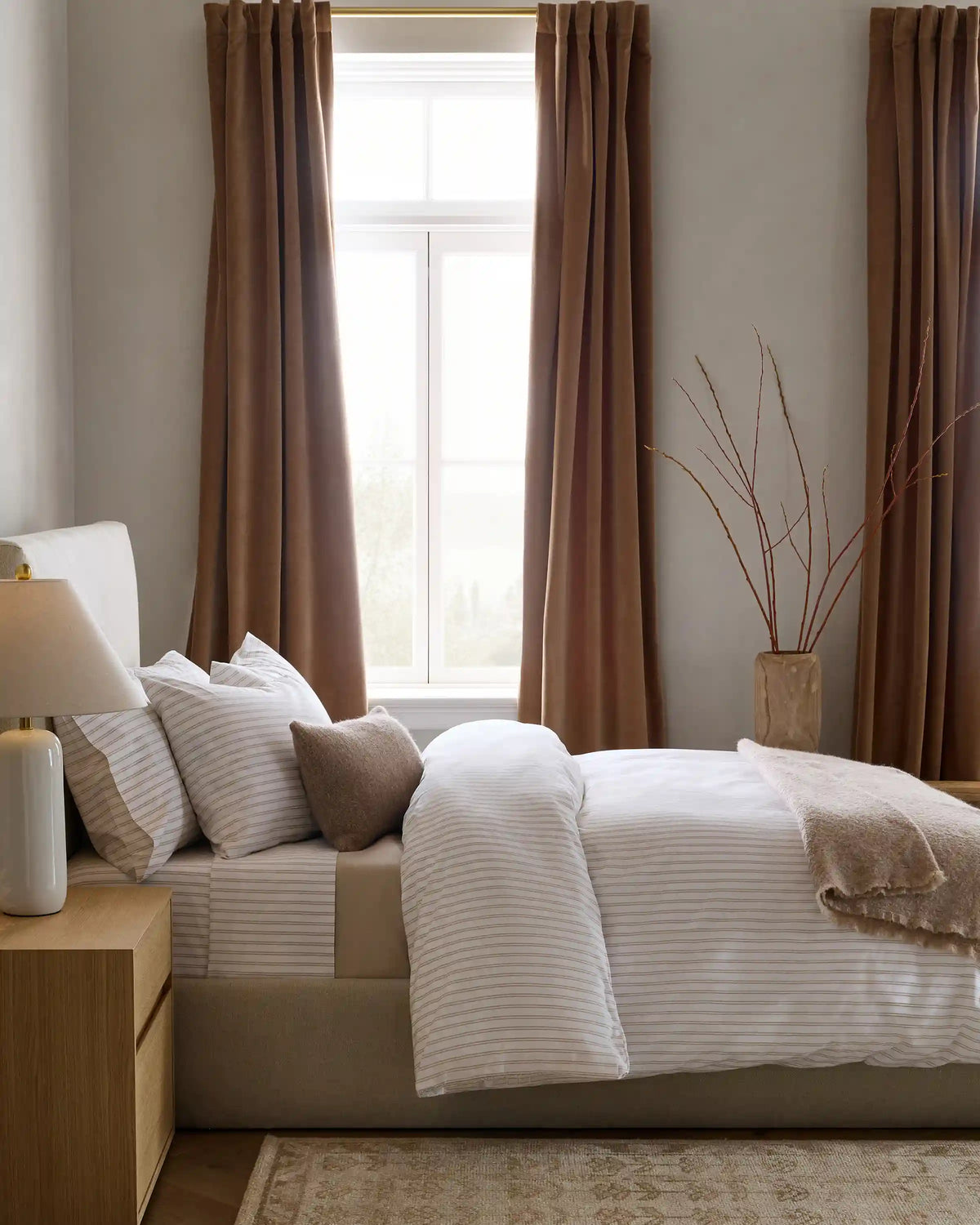 Organic Crisp Percale Double Stripe Duvet Cover Set