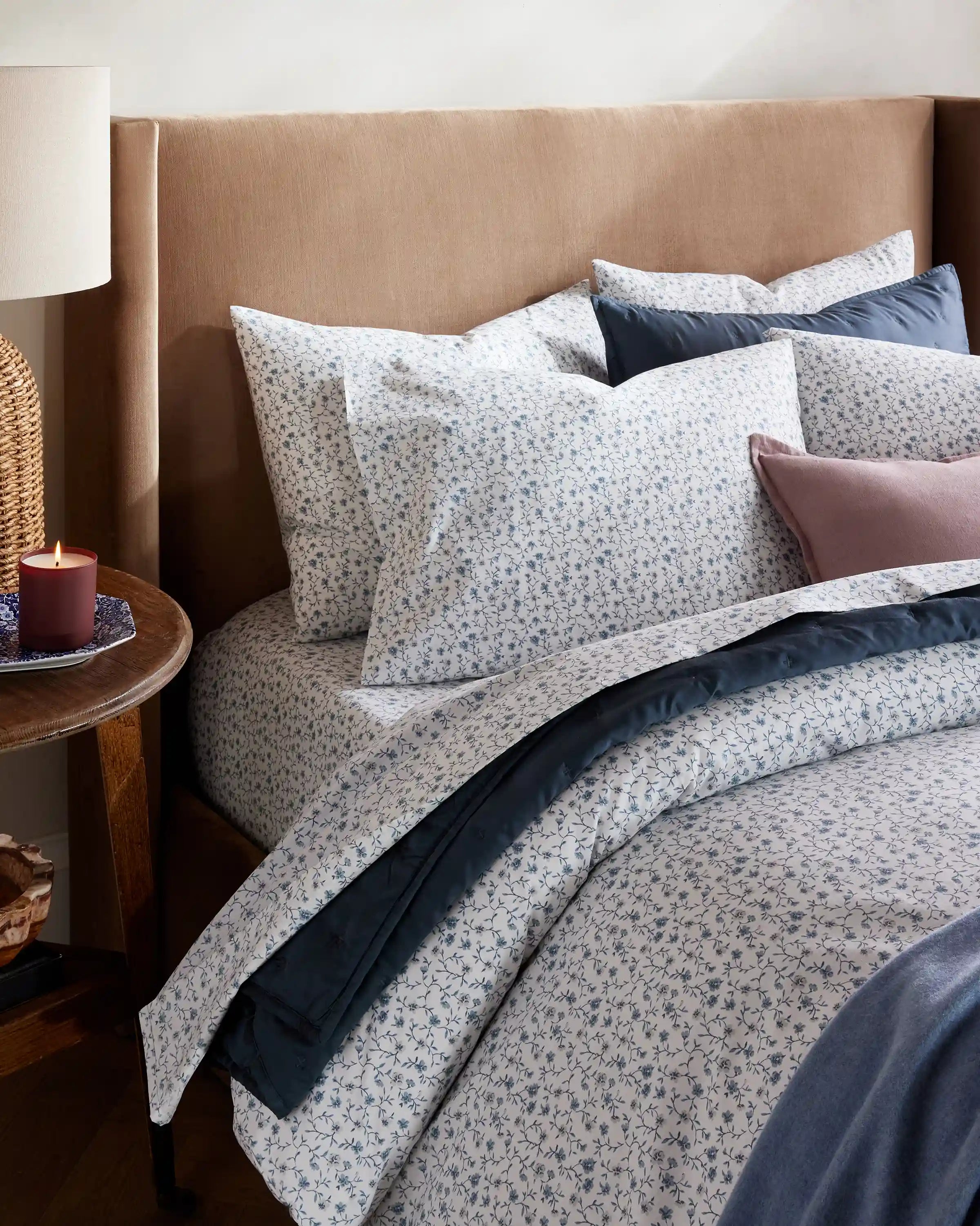 Organic Crisp Percale Floral Deluxe Bedding Bundle