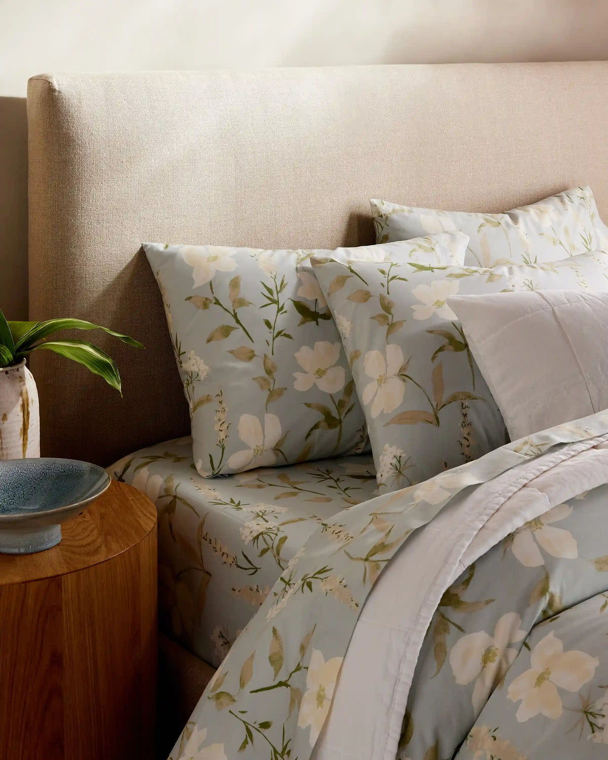 Organic Crisp Percale Floral Sham Set