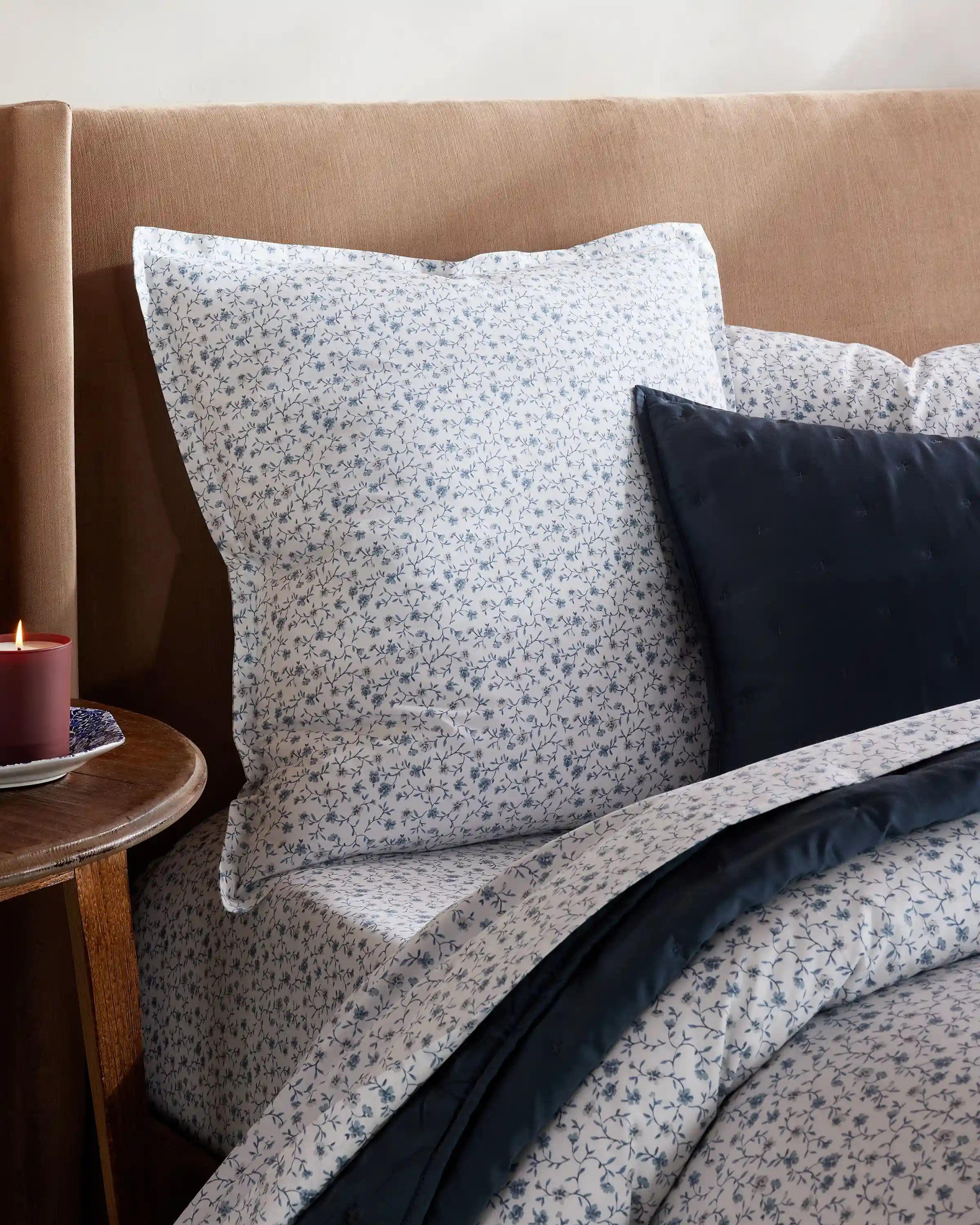 Organic Crisp Percale Floral Euro Sham
