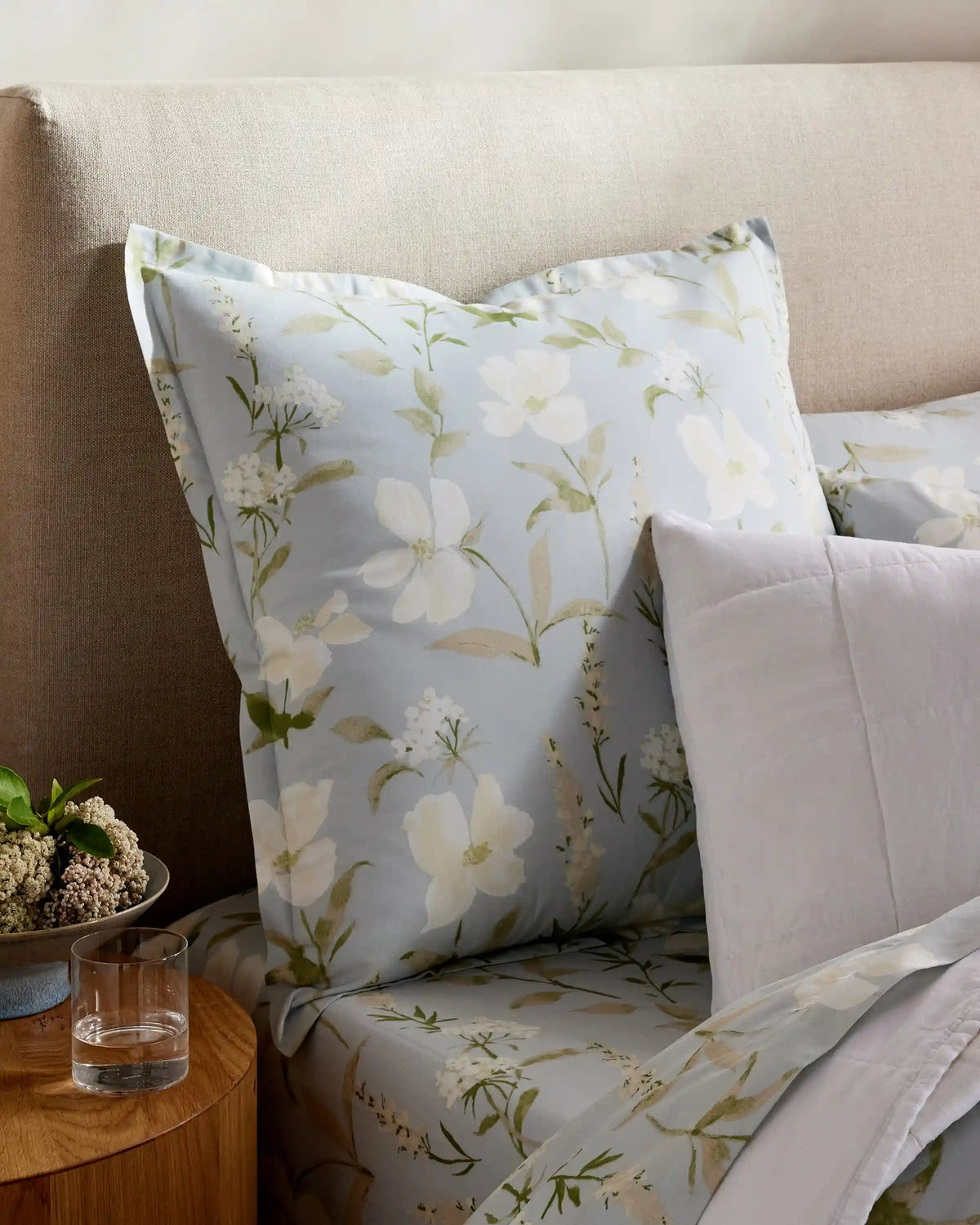 Organic Crisp Percale Floral Euro Sham